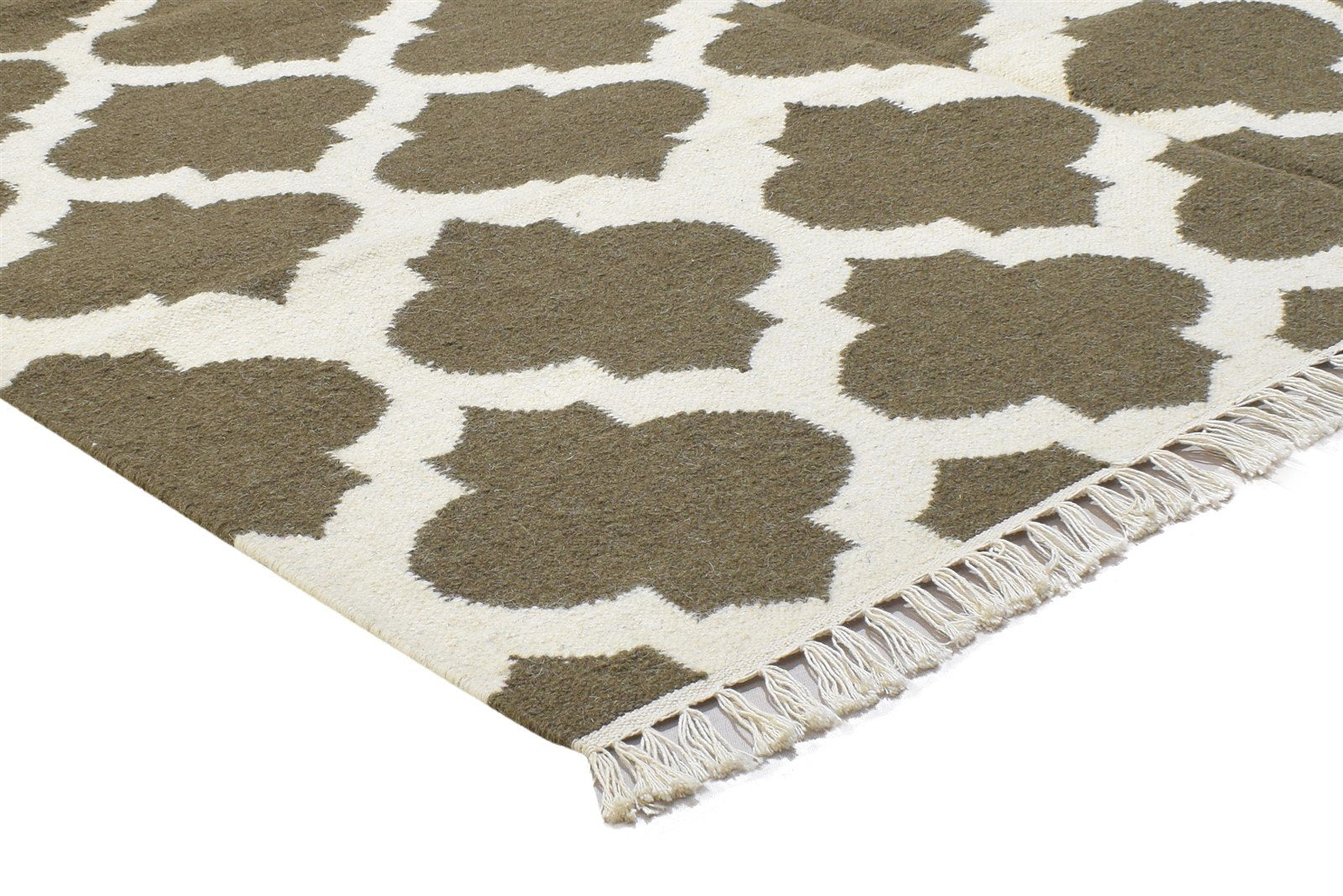 Tilda Wool Brown Rug 5' X 7' Modern Dhurrie Moroccan Trellis 7864355946645
