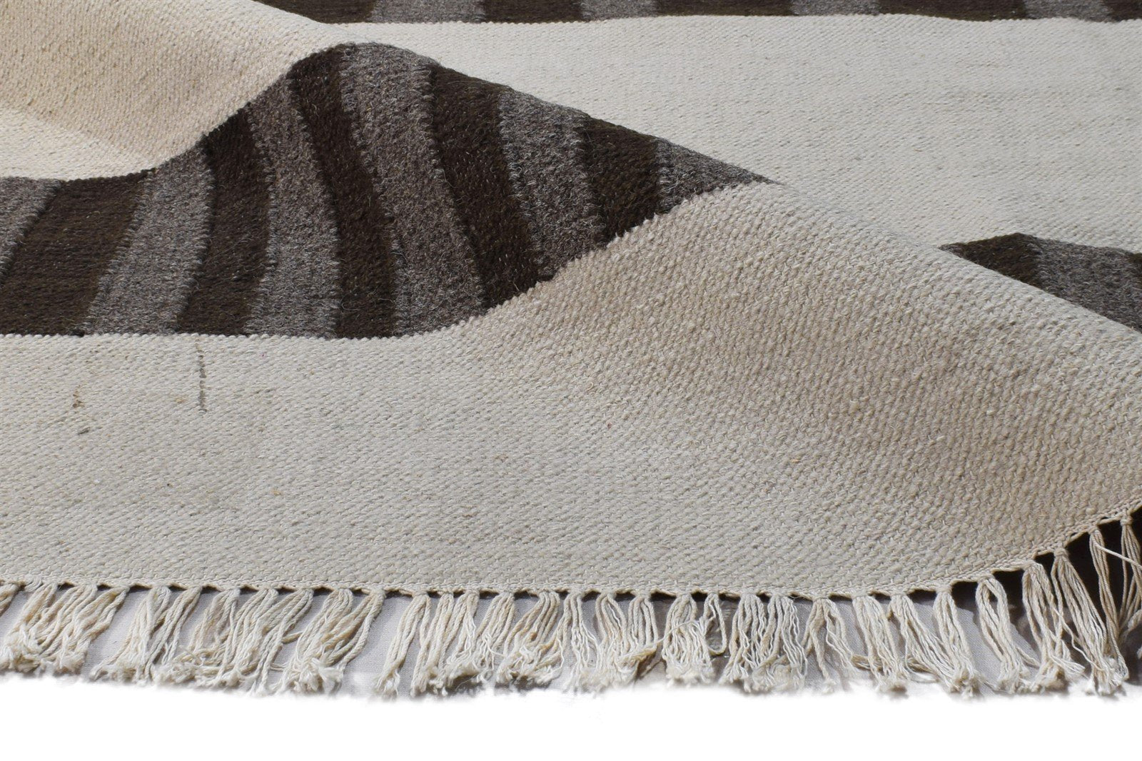 Tori Wool Brown Rug 5' X 8' Modern Dhurrie Scandinavian Abstract 7865192513685
