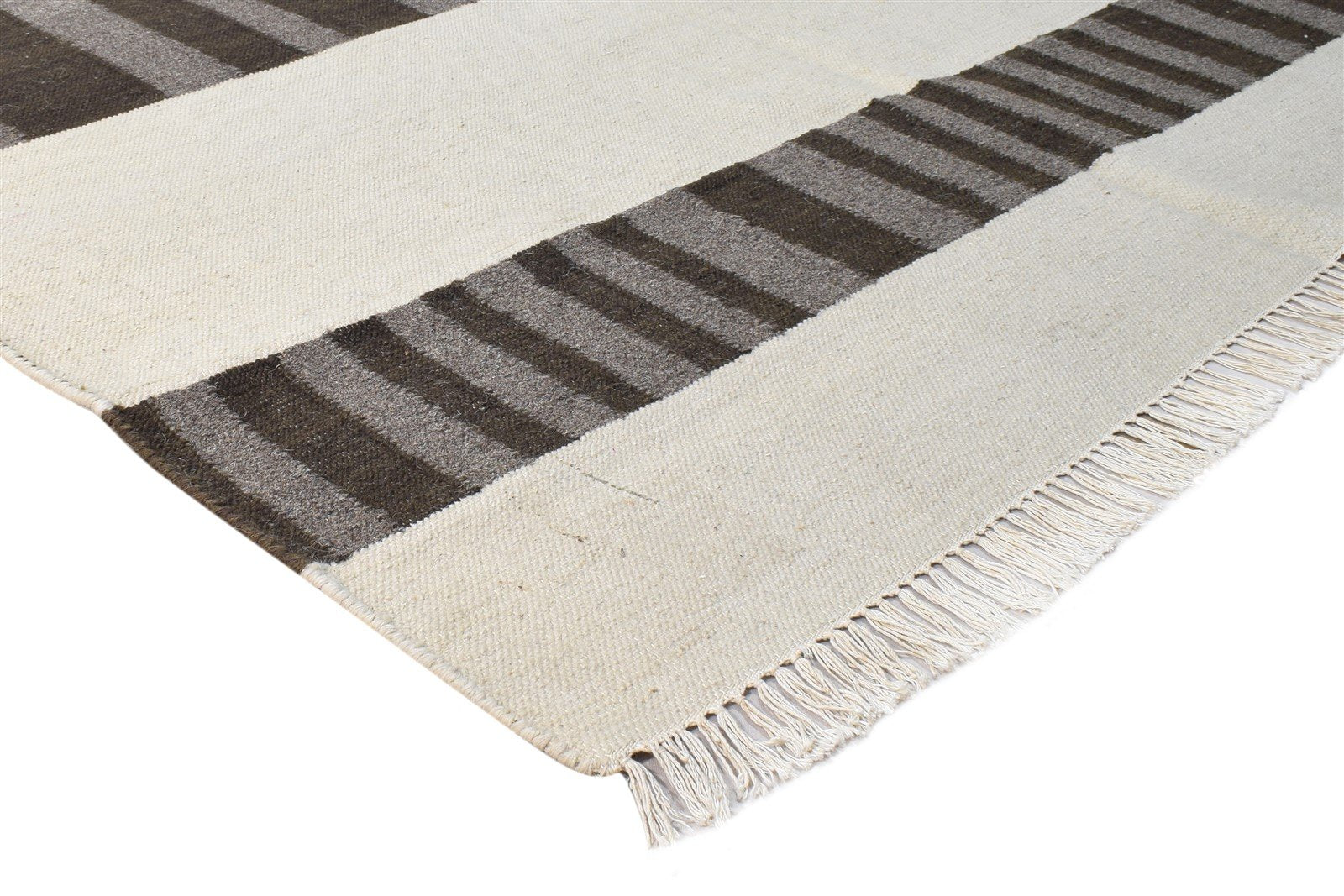 Tori Wool Brown Rug 5' X 8' Modern Dhurrie Scandinavian Abstract 7865192513685