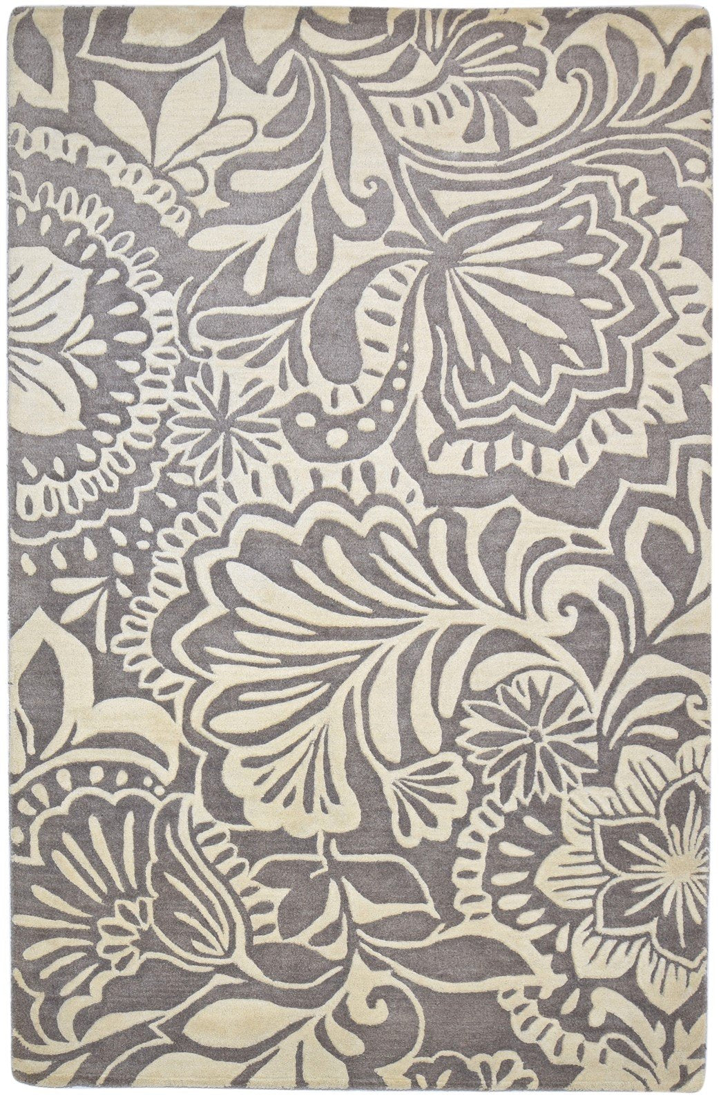 Suzie Wool Brown Rug 5' X 8' Modern Hand Tufted French Floral 7864271143061