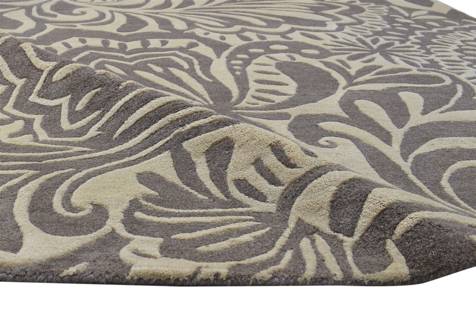 Suzie Wool Brown Rug 5' X 8' Modern Hand Tufted French Floral 7864271143061