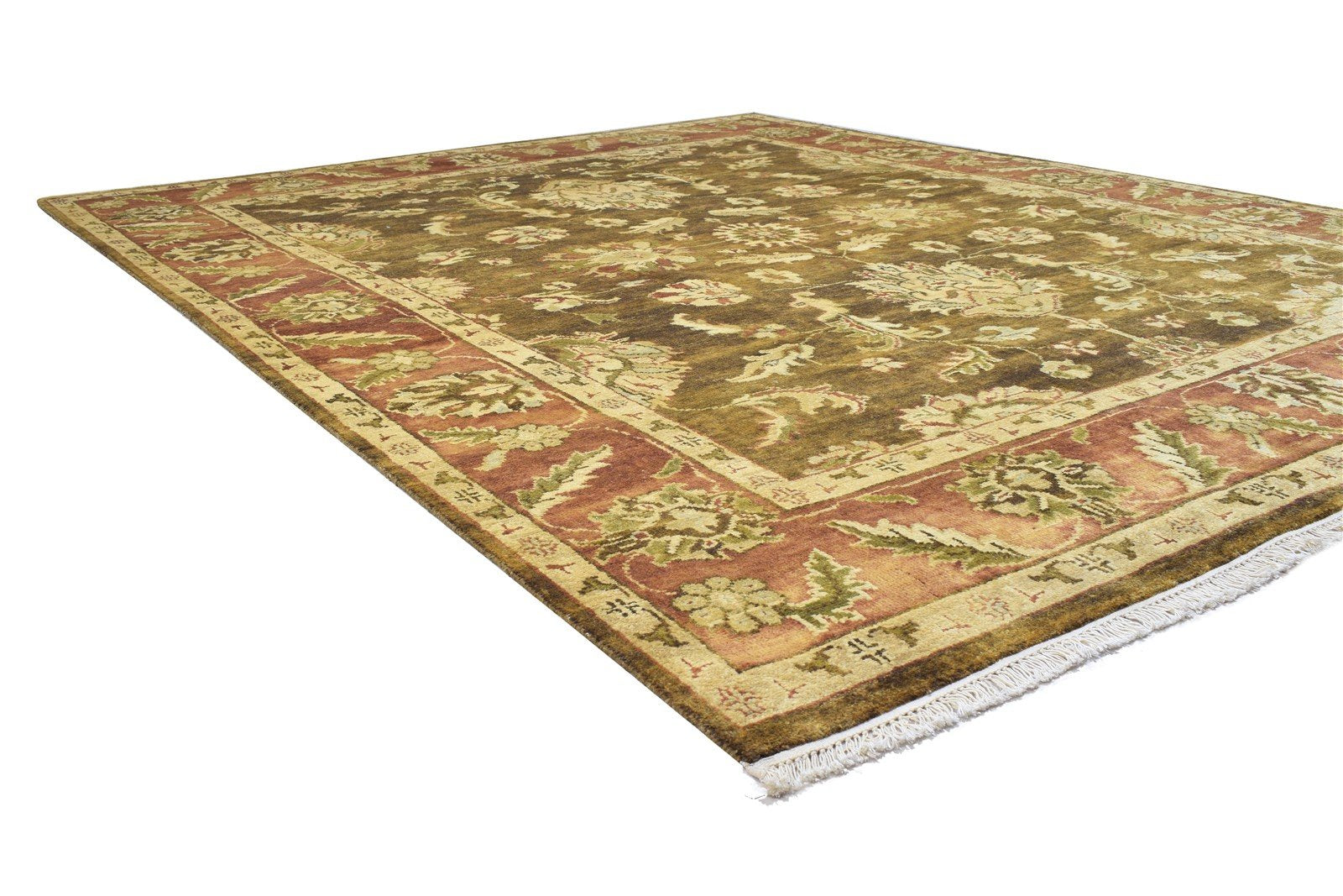 Wool Brown Rug 8' X 10' Persian Hand Knotted Agra Oriental Large Carpet 7864168054933