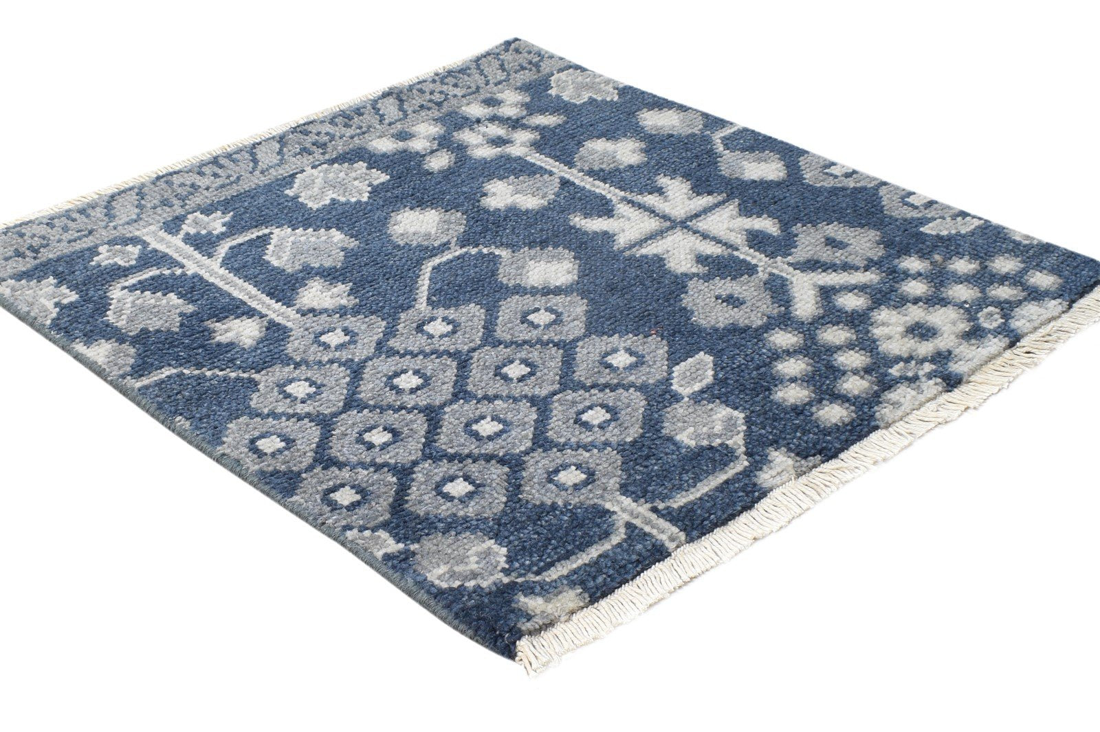 Wool Charcoal Rug 2X2 Persian Hand Knotted Sarouk-Indian Oriental Small Carpet 7865161547925