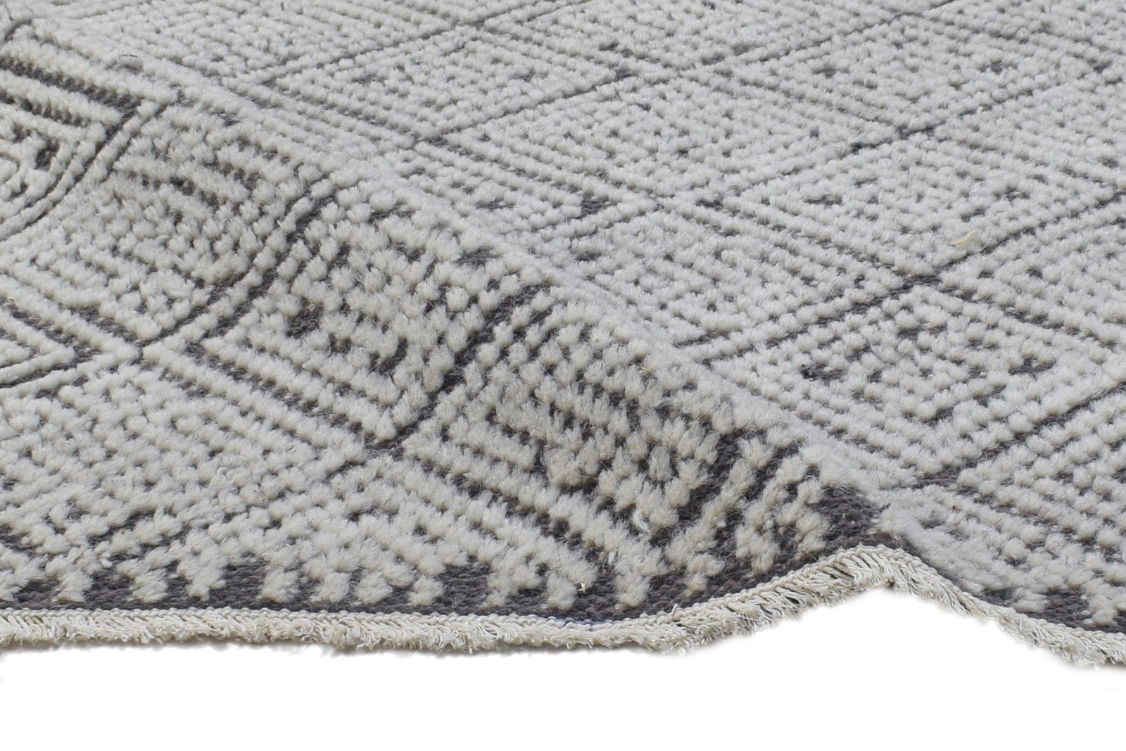 Rebeca Wool Charcoal Rug 2X3 Modern Hand Knotted Scandinavian Geometric 7864331862165