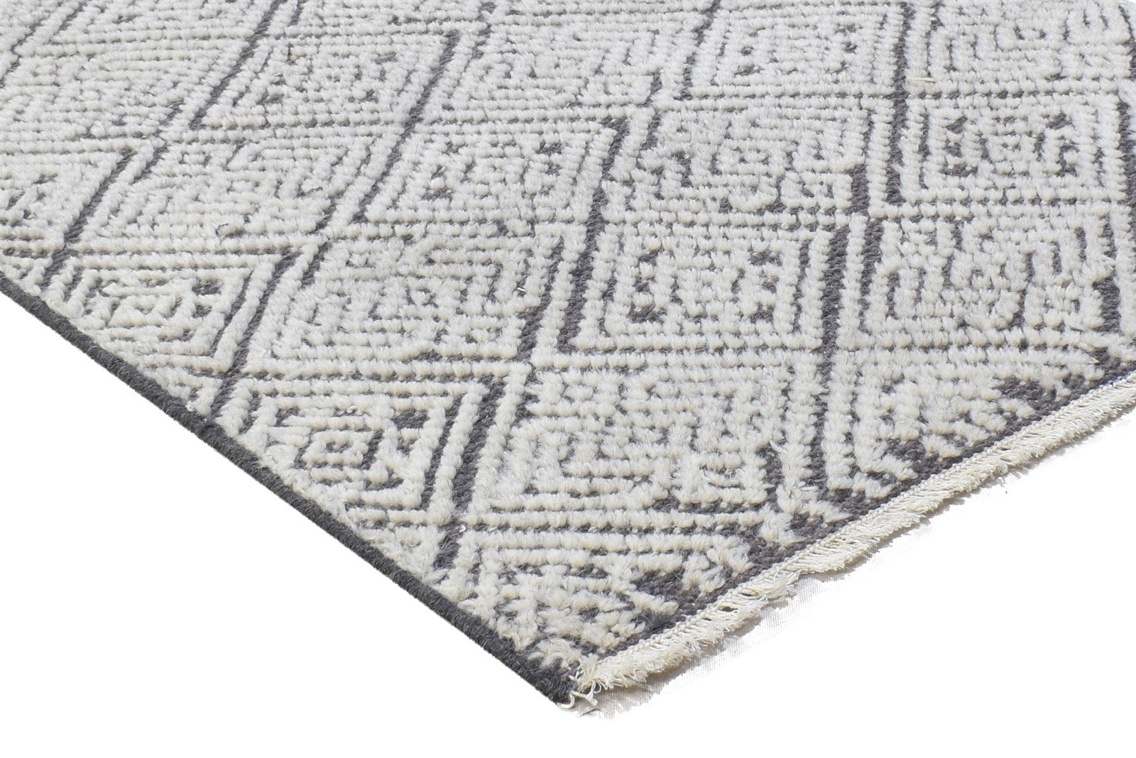 Rebeca Wool Charcoal Rug 2X3 Modern Hand Knotted Scandinavian Geometric 7864331862165