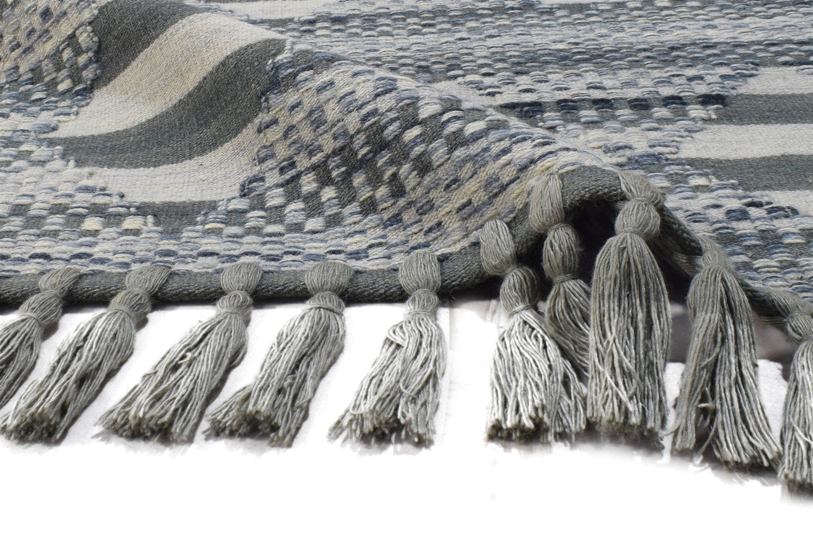 Wool Charcoal Rug 3' X 5' Modern Flatweave Scandinavian Striped Room Size Carpet 7864988172437