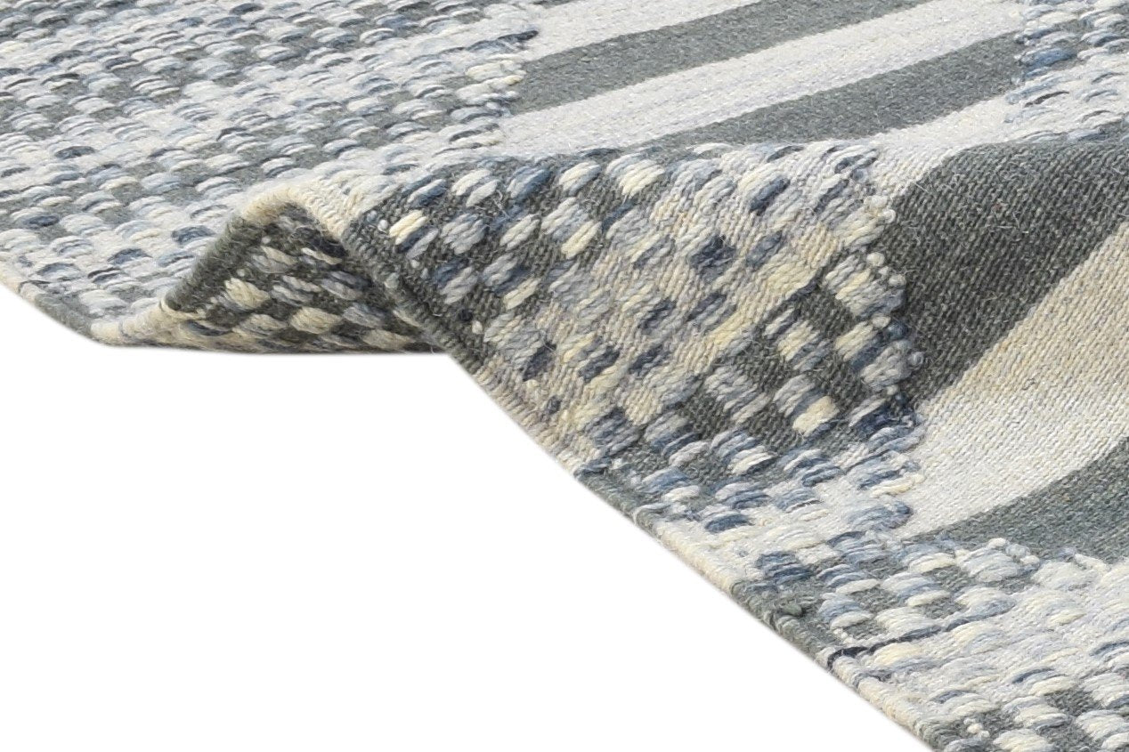 Wool Charcoal Rug 3' X 5' Modern Flatweave Scandinavian Striped Room Size Carpet 7864988172437
