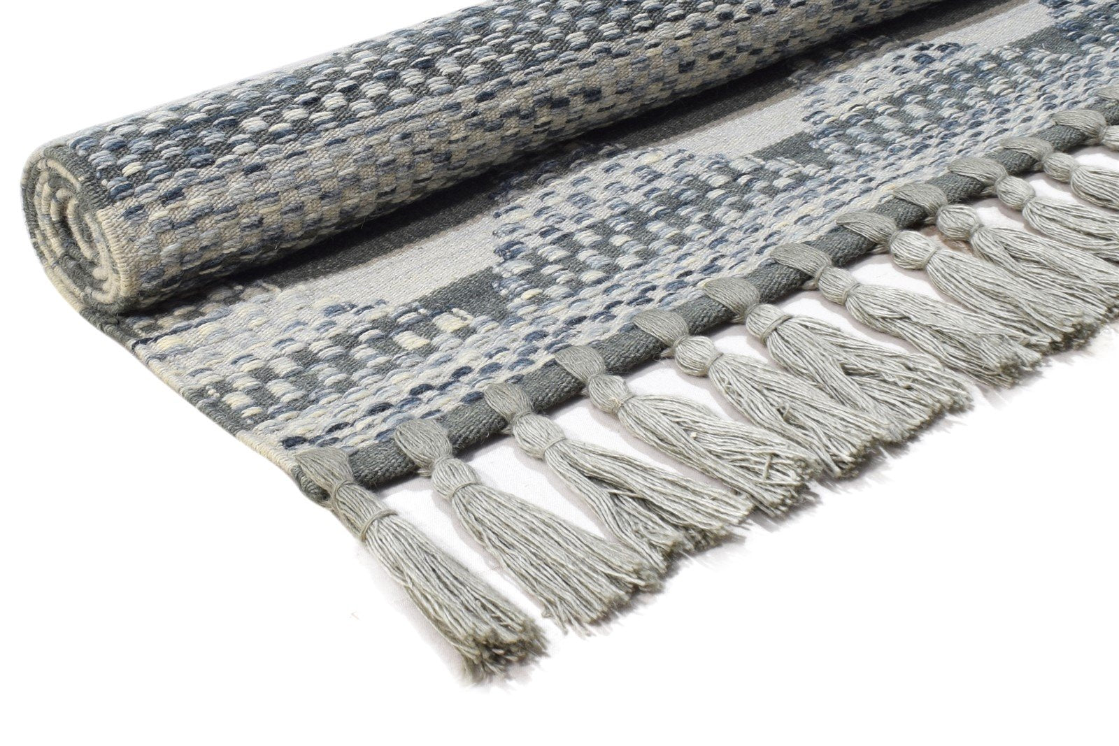Wool Charcoal Rug 3' X 5' Modern Flatweave Scandinavian Striped Room Size Carpet 7864988172437