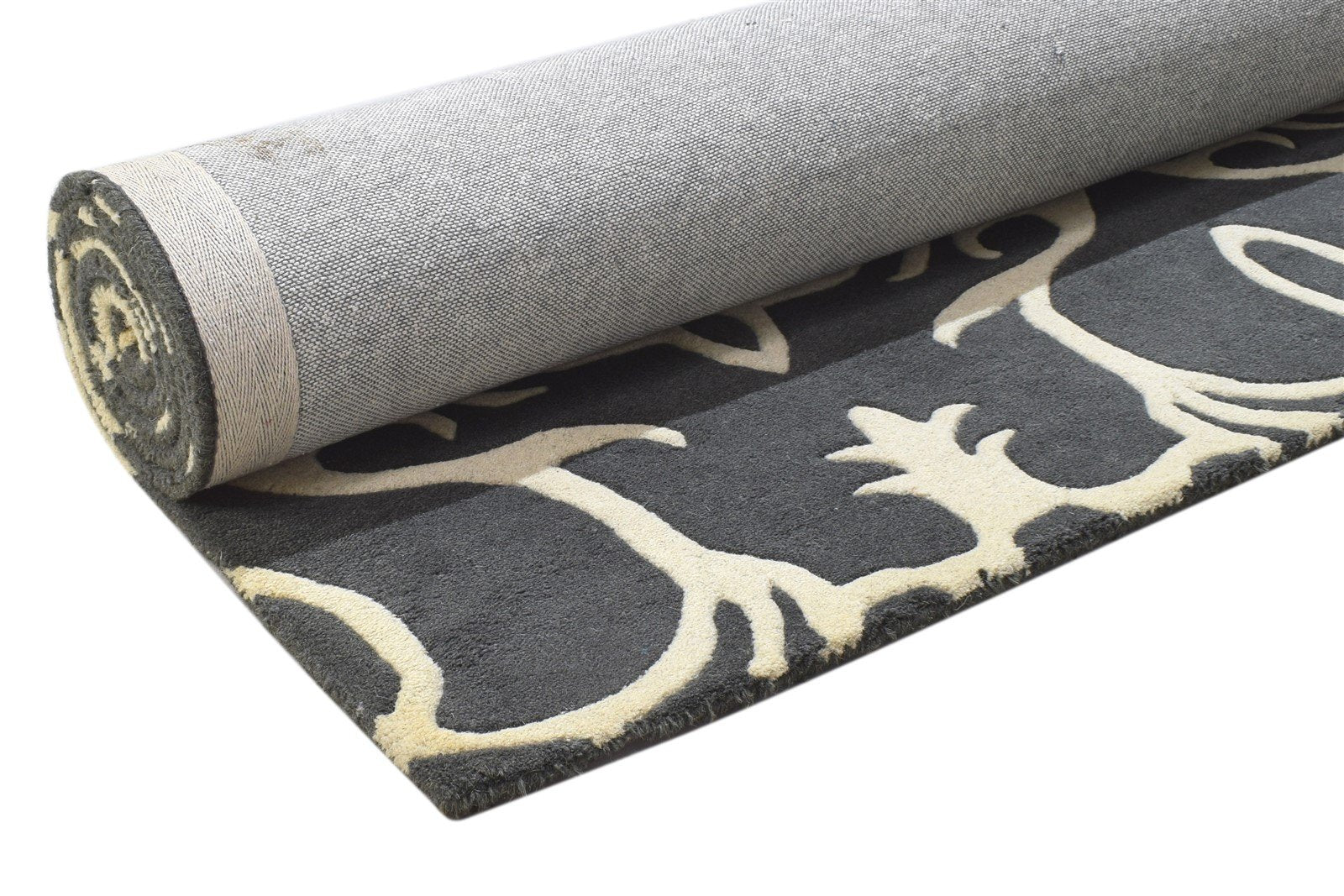 Maybelle Wool Charcoal Rug 5' X 8' Modern Hand Tufted Moroccan Trellis 7864111399061