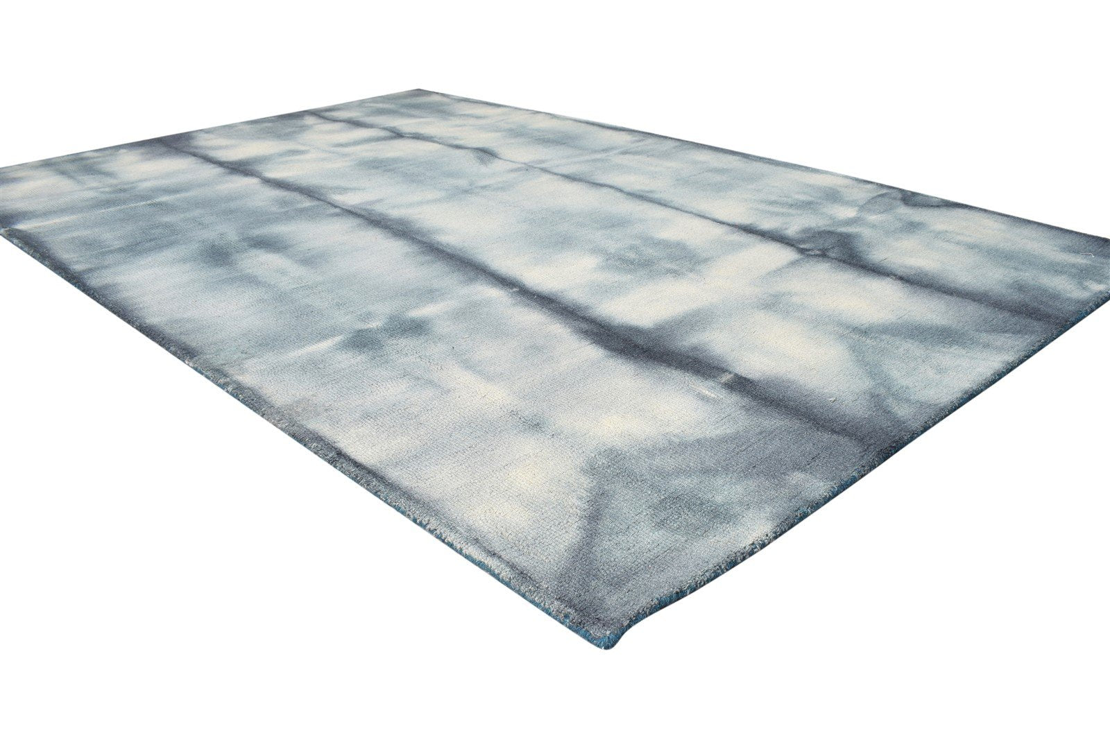 Wool Charcoal Rug 5' X 8' Modern Hand Tufted Shibori Tie Dye Room Size Carpet 7865258901653