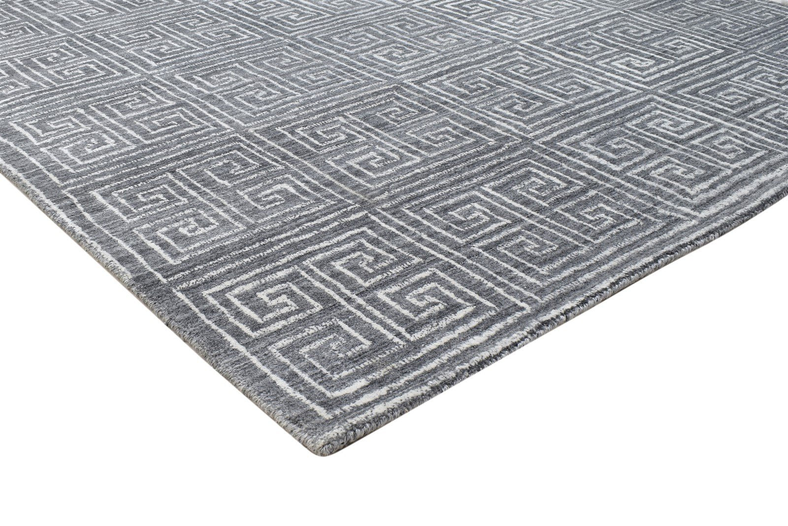 Wool Charcoal Rug 5X8 Modern Hand Knotted Scandinavian Geometric Room Size 7864513560725