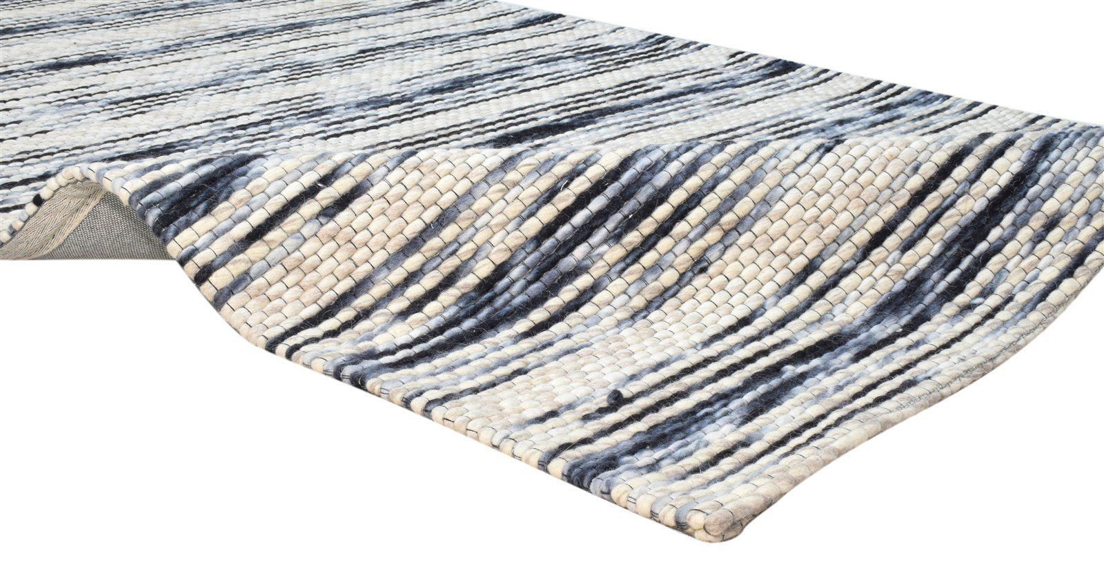 Wool Charcoal Rug 5X8 Modern Hand Woven Scandinavian Striped Room Size Carpet 7860678852757
