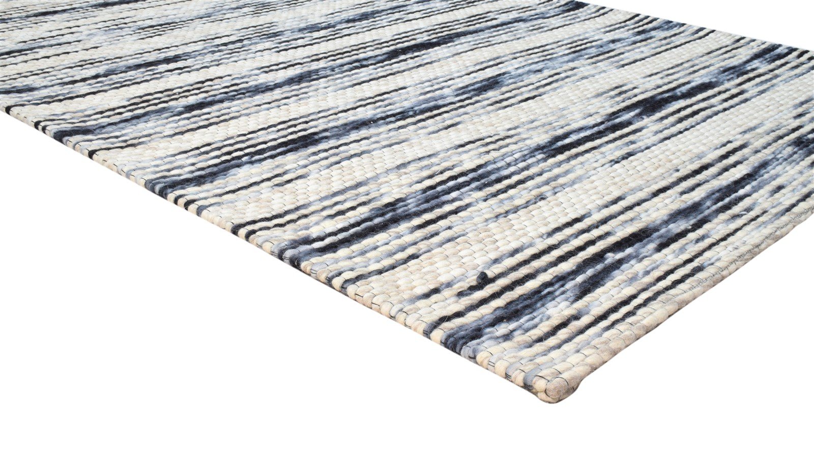 Wool Charcoal Rug 5X8 Modern Hand Woven Scandinavian Striped Room Size Carpet 7860678852757