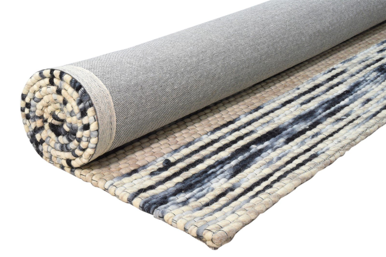 Wool Charcoal Rug 5X8 Modern Hand Woven Scandinavian Striped Room Size Carpet 7860678852757