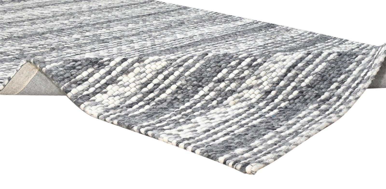 Wool Charcoal Rug 5X8 Modern Hand Woven Scandinavian Striped Room Size Carpet 7860680229013