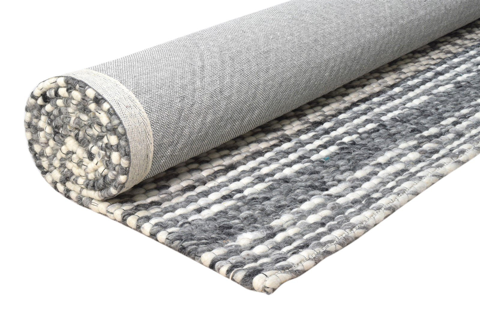Wool Charcoal Rug 5X8 Modern Hand Woven Scandinavian Striped Room Size Carpet 7860680229013