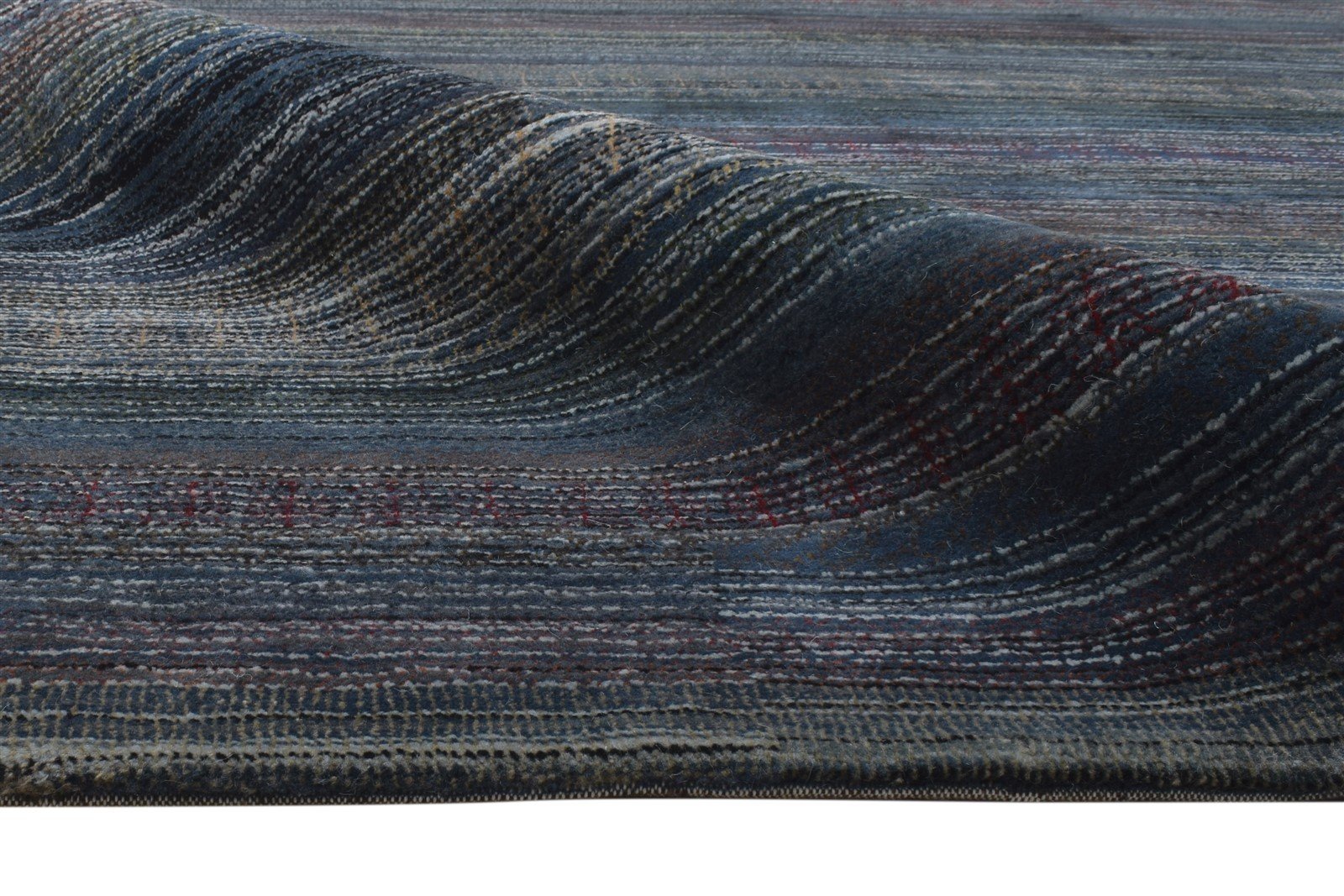 Vanni Wool Charcoal Rug 6' X 10' Modern Hand Knotted Bohemian Striped 7864174313621