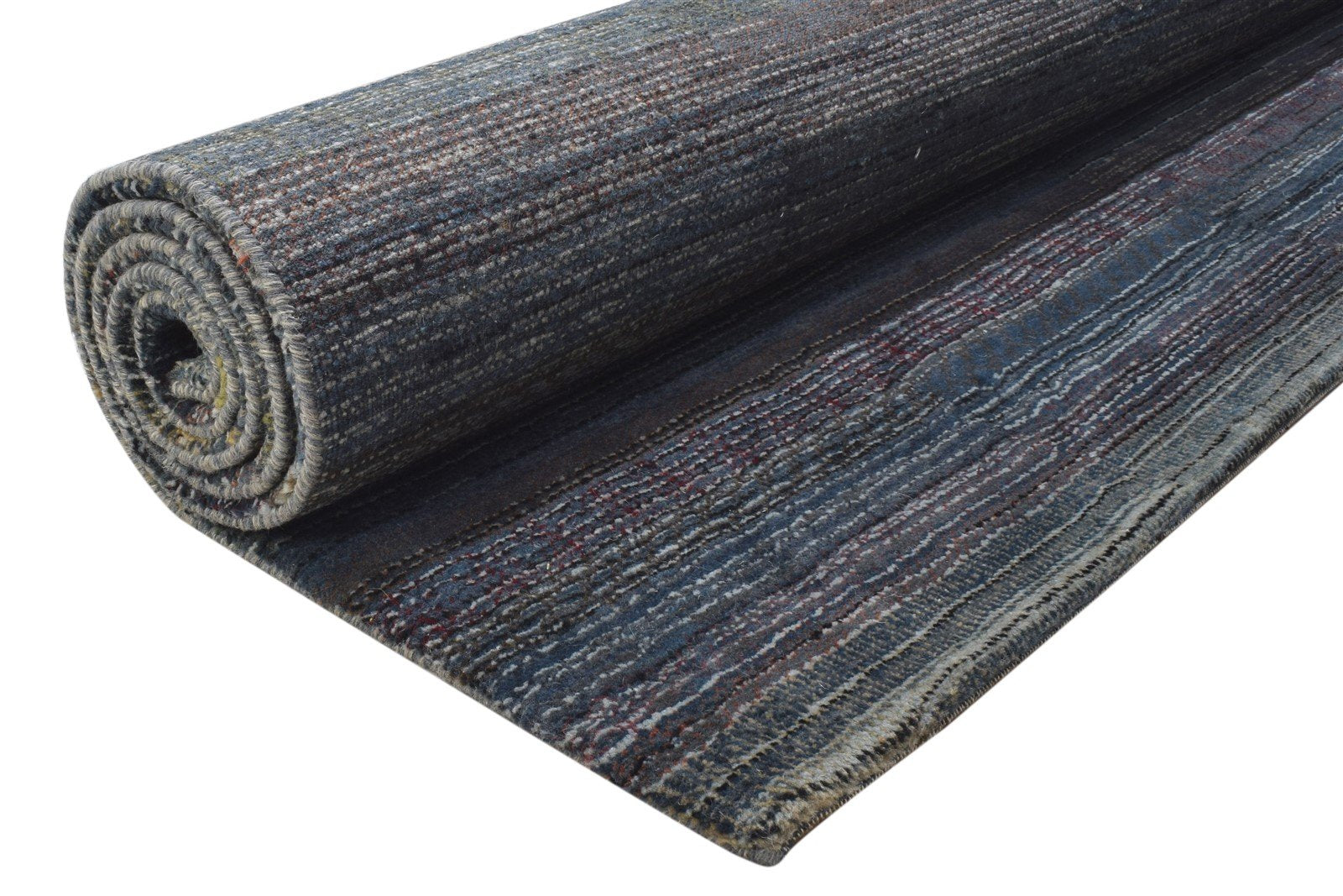 Vanni Wool Charcoal Rug 6' X 10' Modern Hand Knotted Bohemian Striped 7864174313621