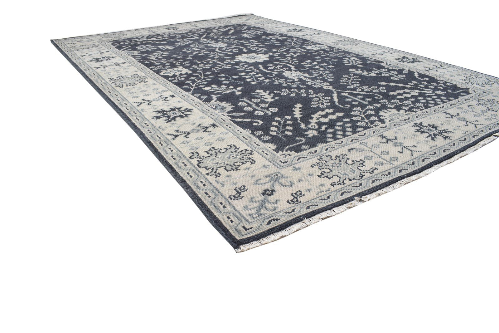 Wool Charcoal Rug 6X9 Persian Hand Knotted Sarouk-Indian Oriental Room Size 7864104452245