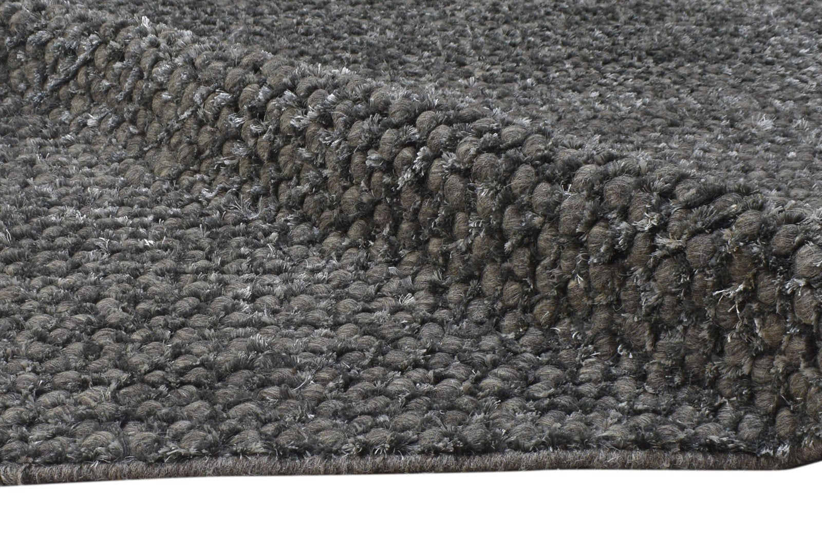 Wool Charcoal Rug 7' X 10' Modern Hand Woven Scandinavian Solid Large Carpet 7864780259477