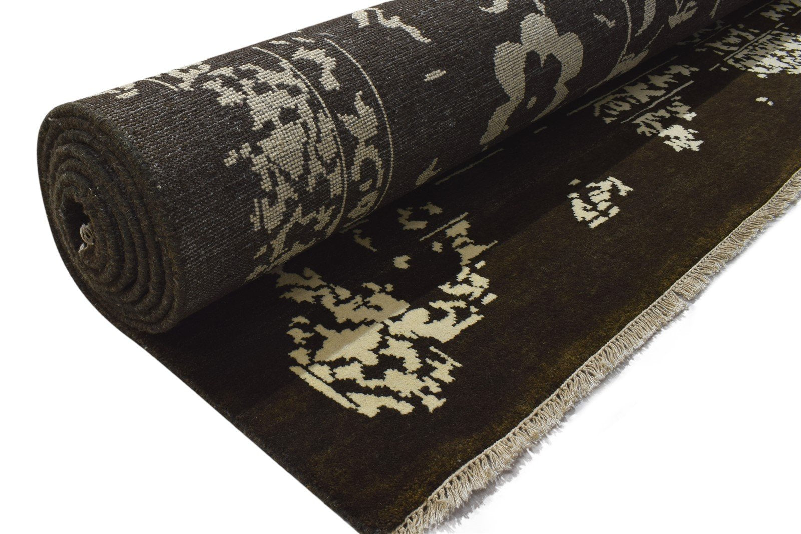 Wool Chocolate Rug 10X14 Modern Hand Knotted Indian Abstract Extra Large Carpet 7864315838613