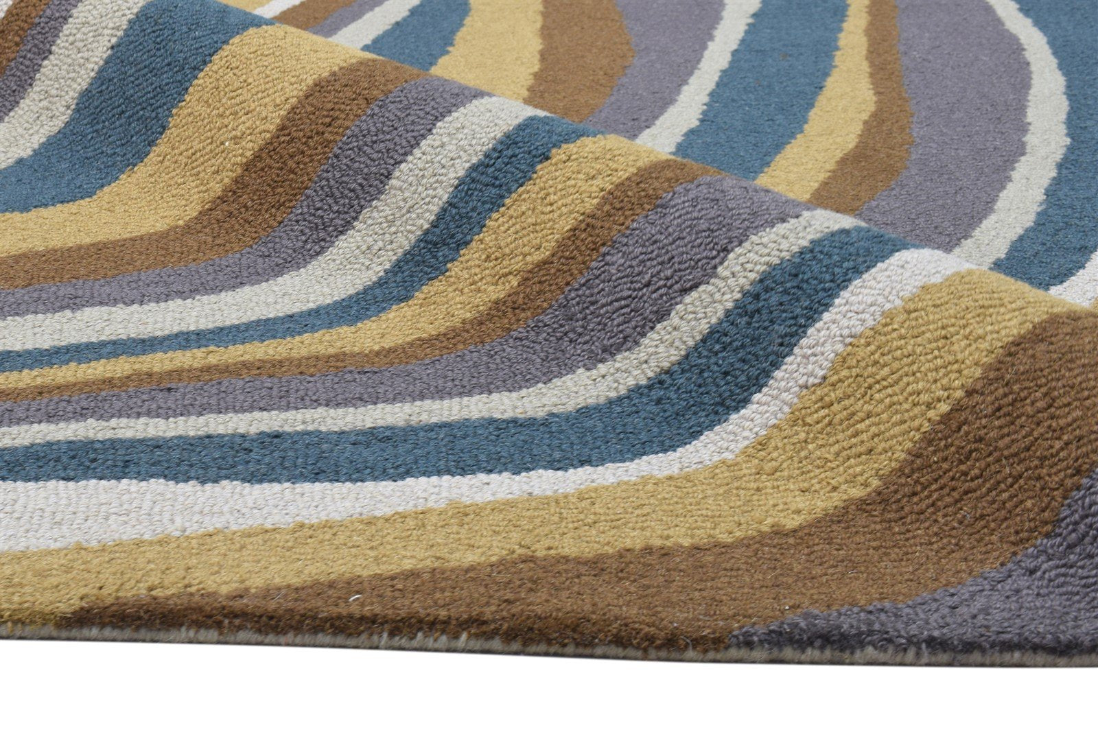 Wool Colorful Rug 5X8 Modern Hand Tufted Heriz-Indian Swirls Room Size Carpet 7864095834261