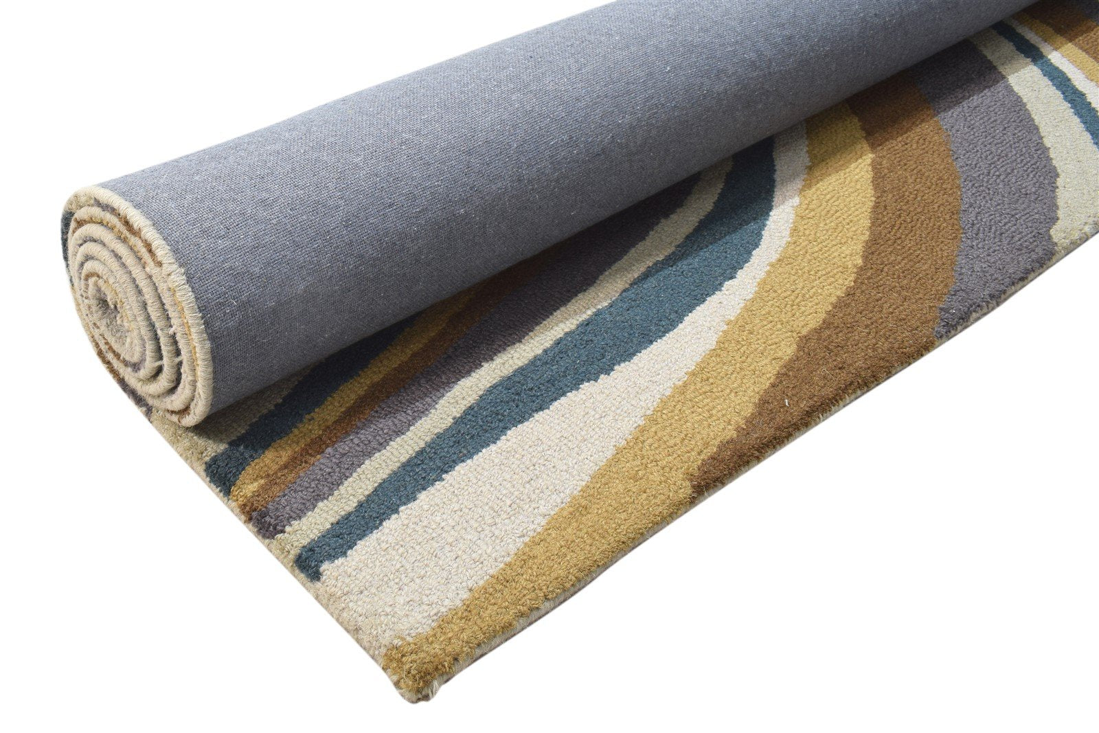 Wool Colorful Rug 5X8 Modern Hand Tufted Heriz-Indian Swirls Room Size Carpet 7864095834261