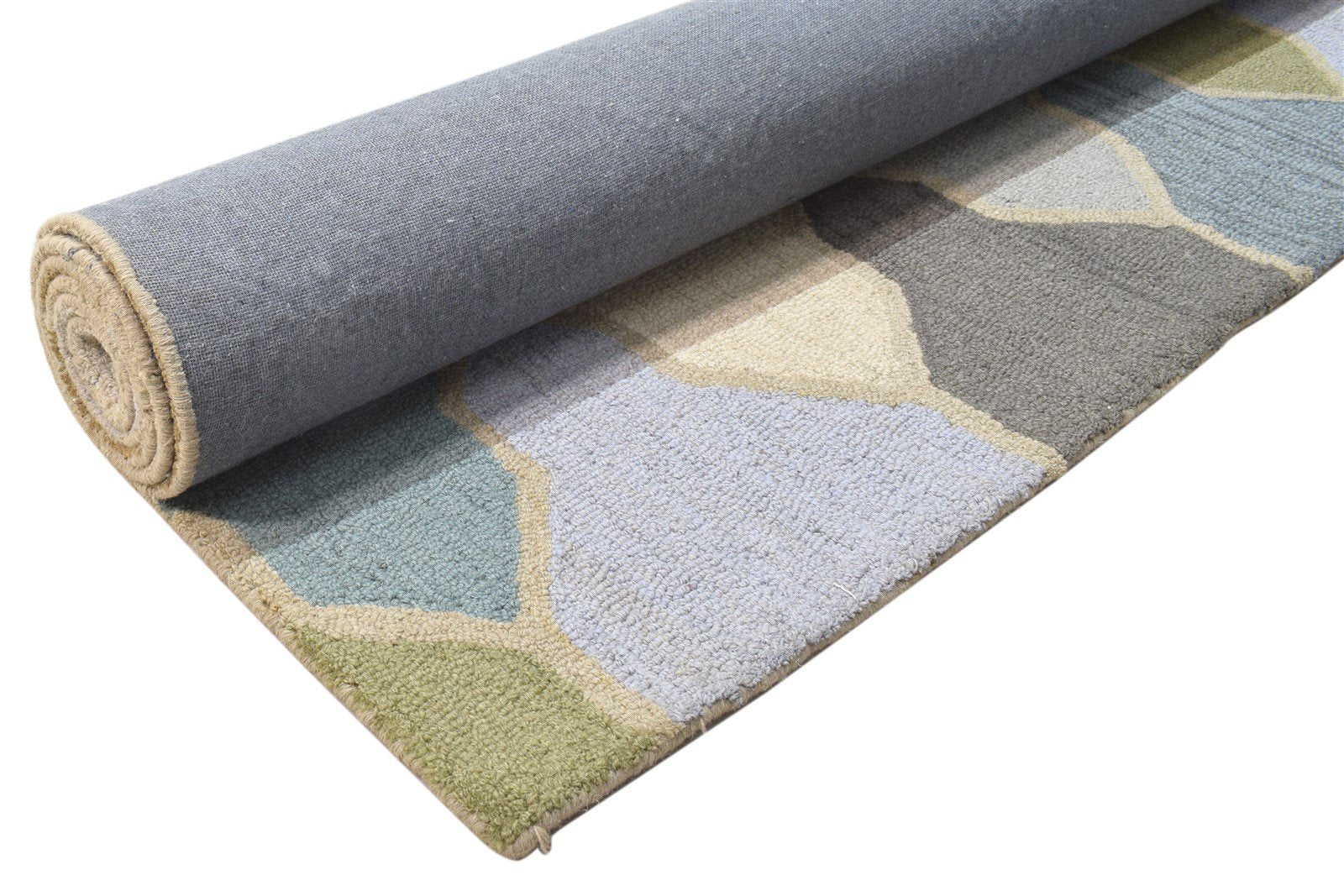 Wool Colorful Rug 5X8 Modern Hand Tufted Scandinavian Trellis Room Size Carpet 7864096096405