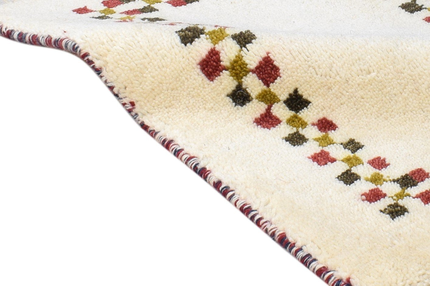 Wool Cream Rug 1' X 2' Modern Hand Knotted Scandinavian Bordered Small Carpet 7865084772501