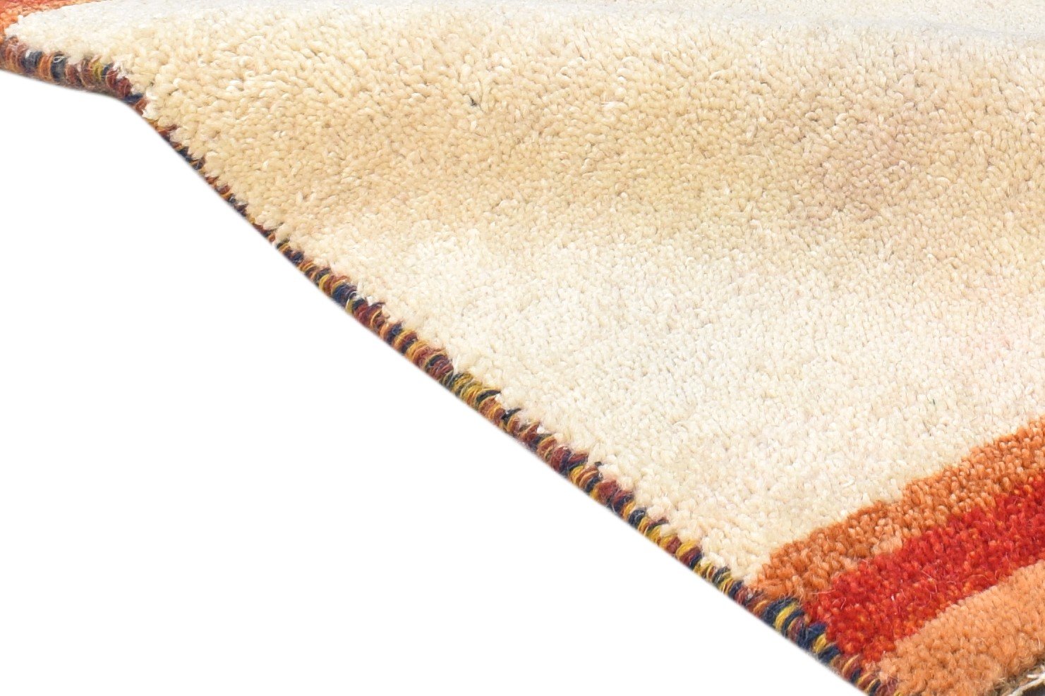 Gretel Wool Cream Rug 1' X 2' Southwestern Hand Knotted Gabbeh Striped 7865058820245