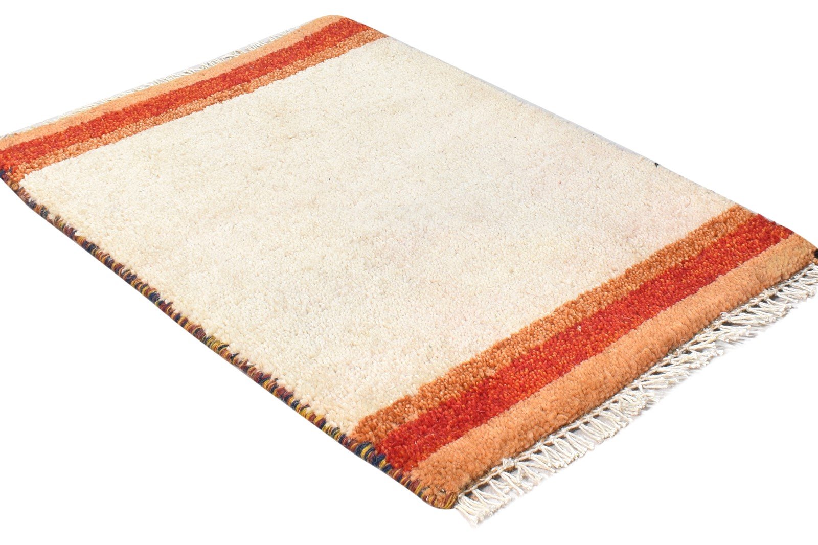 Gretel Wool Cream Rug 1' X 2' Southwestern Hand Knotted Gabbeh Striped 7865058820245