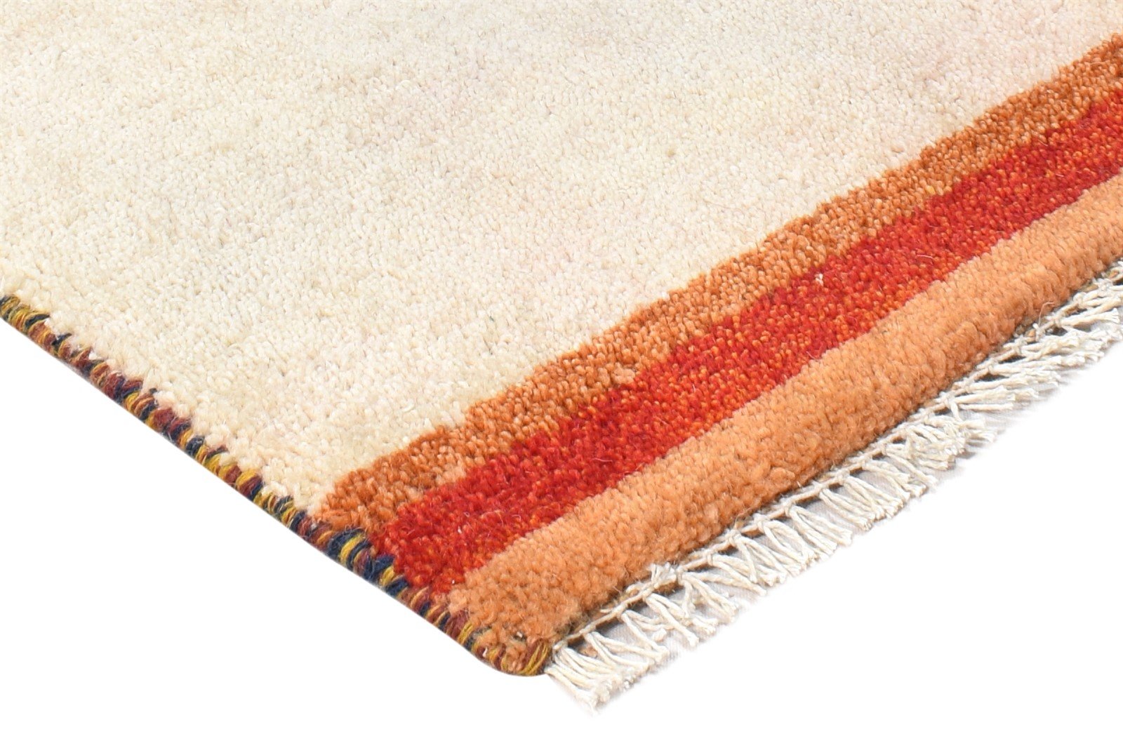 Gretel Wool Cream Rug 1' X 2' Southwestern Hand Knotted Gabbeh Striped 7865058820245