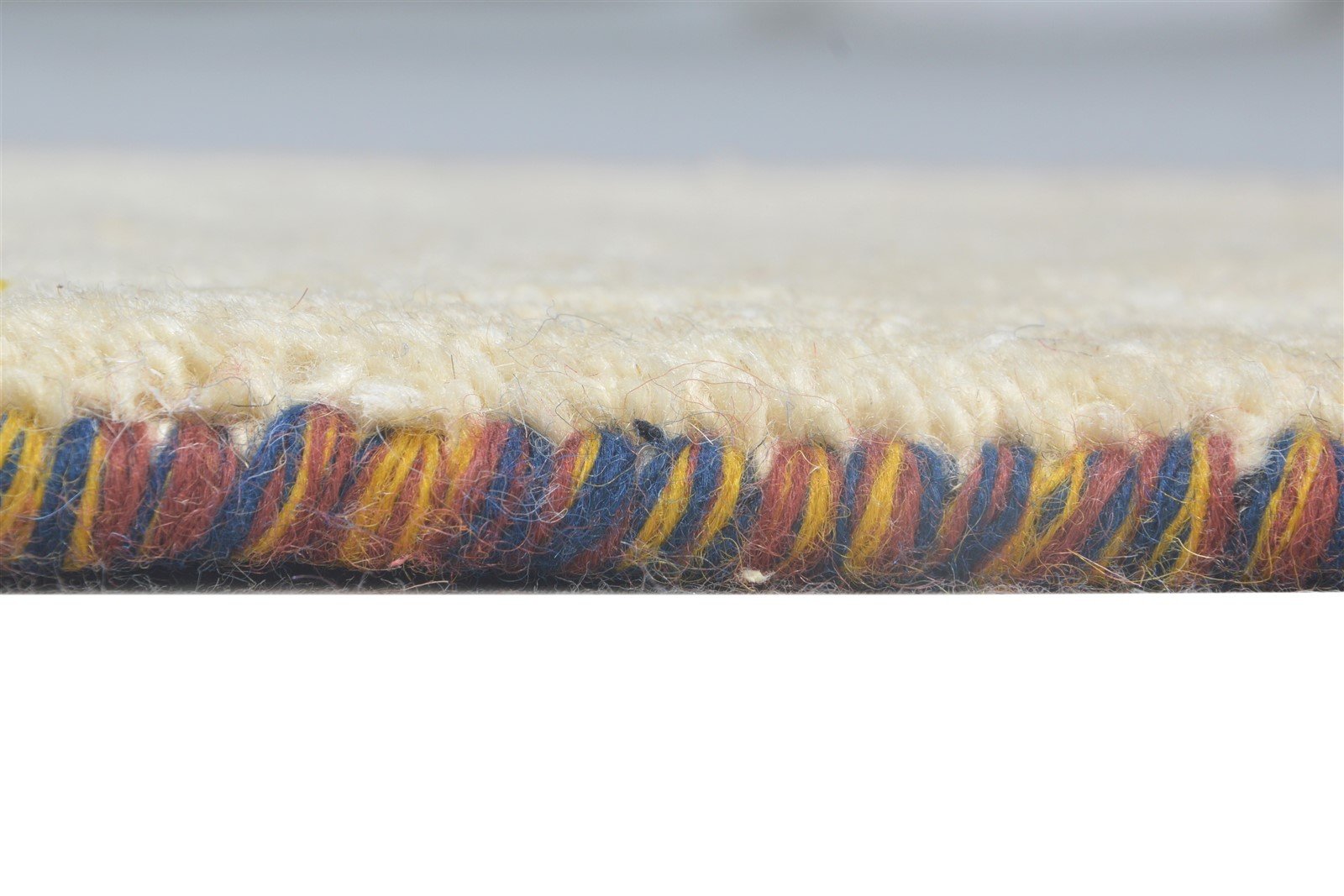Gretel Wool Cream Rug 1' X 2' Southwestern Hand Knotted Gabbeh Striped 7865058820245