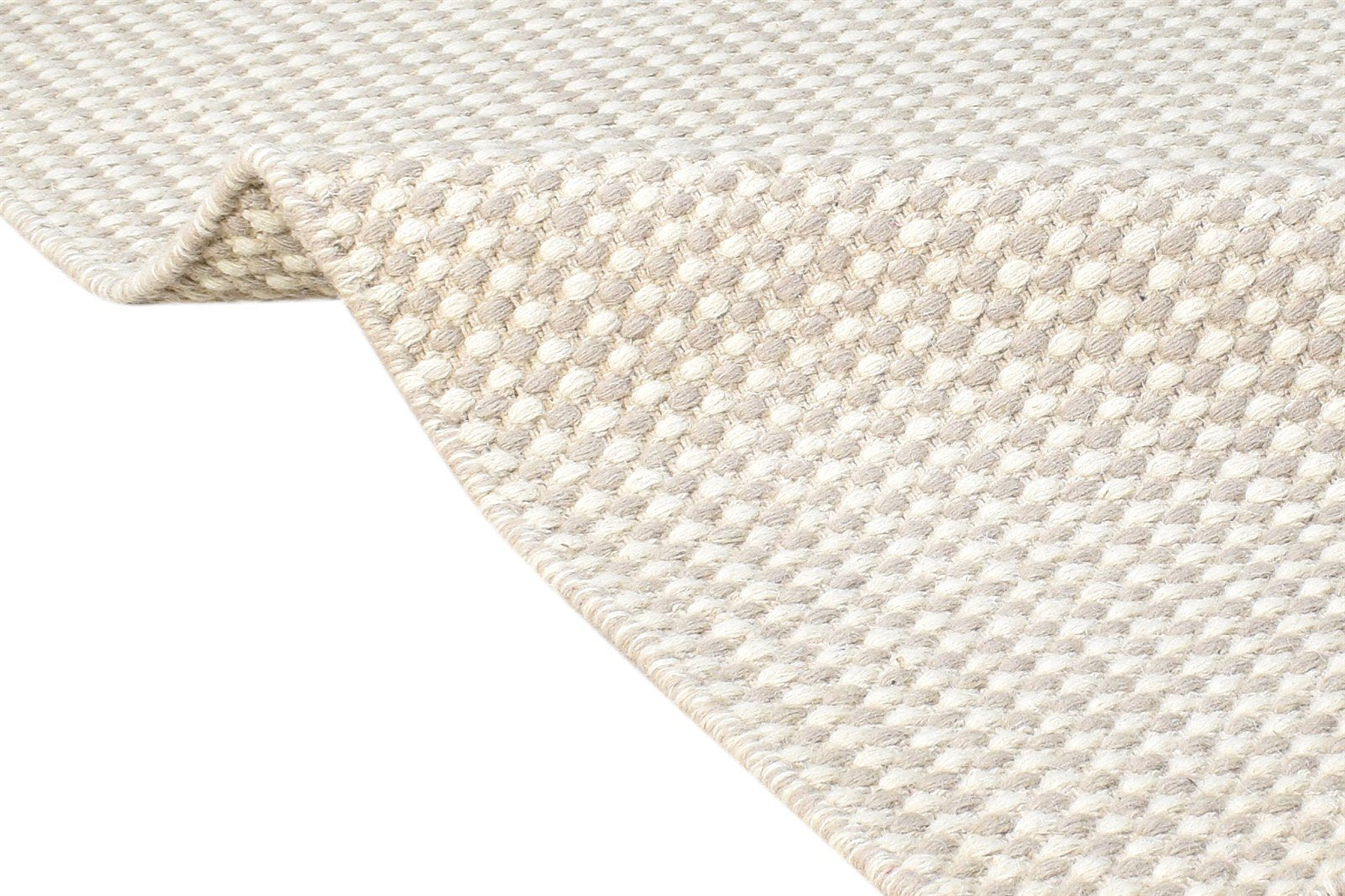 Farica Wool Cream Rug 2' X 3' Modern Dhurrie Scandinavian Geometric 7865138348181