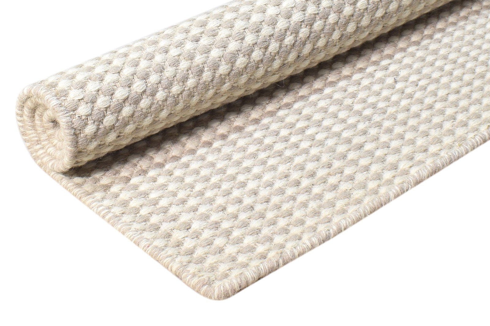 Farica Wool Cream Rug 2' X 3' Modern Dhurrie Scandinavian Geometric 7865138348181