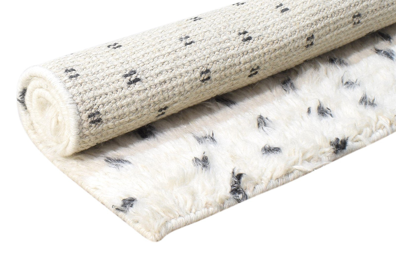 Wool Cream Rug 2' X 3' Modern Hand Knotted Scandinavian Abstract Small Carpet 7865123668117