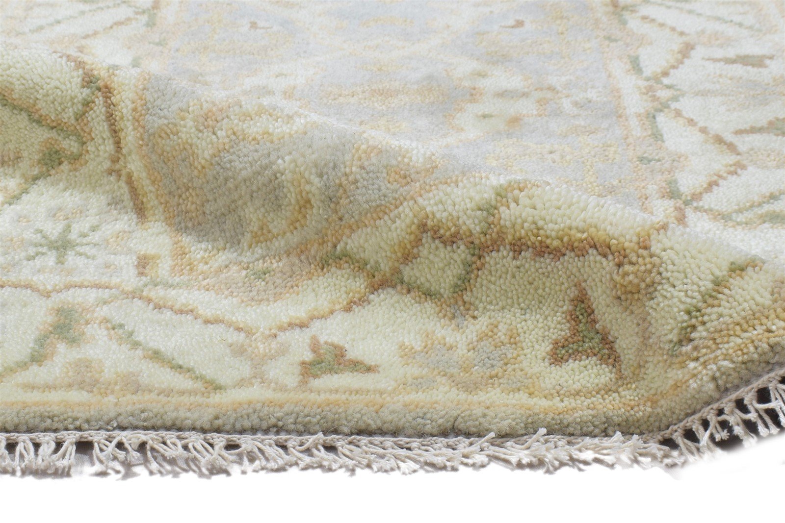 Wool Cream Rug 2' X 3' Persian Hand Knotted Oushak Oriental Small Carpet 7864191746197