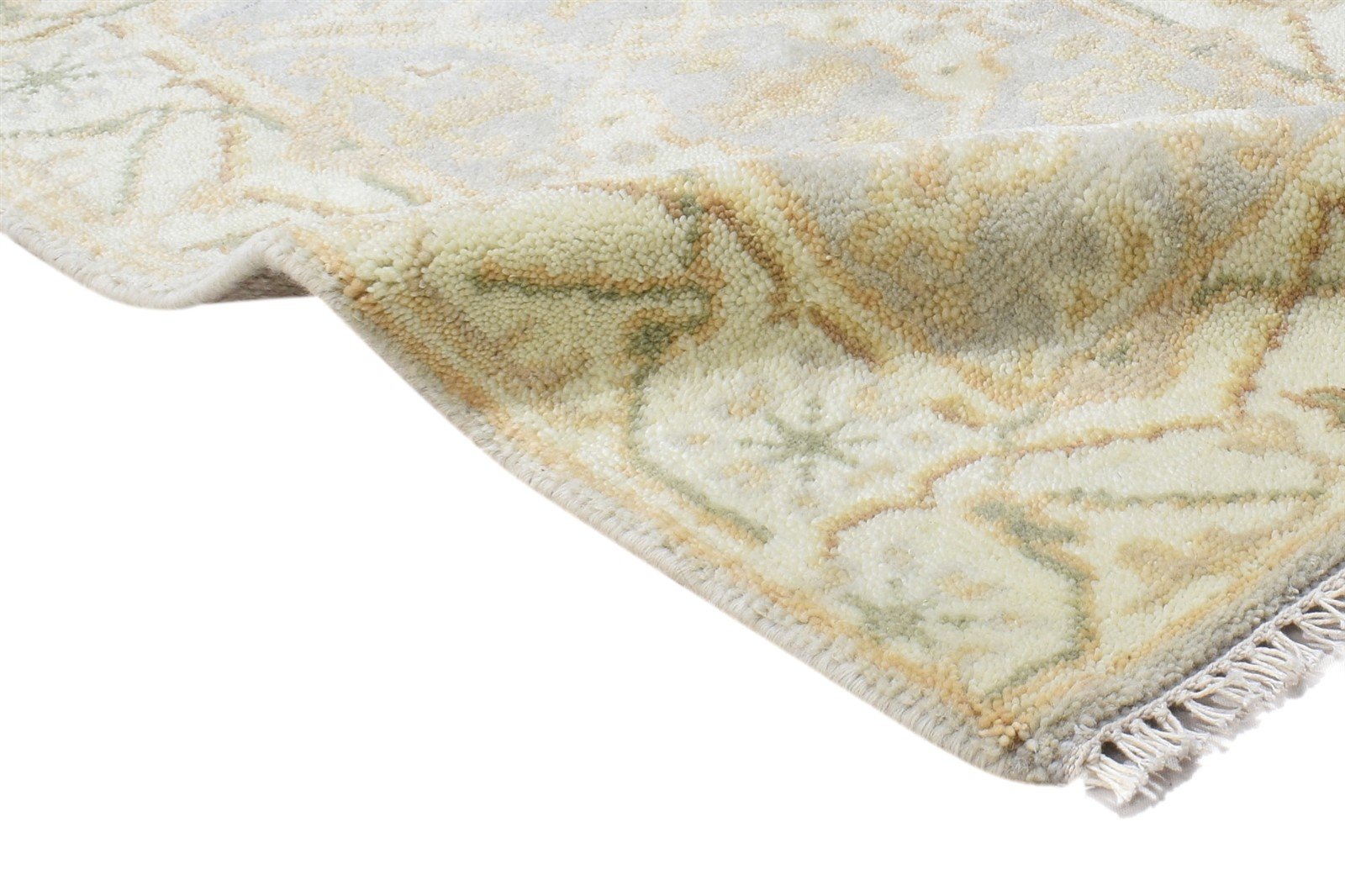 Wool Cream Rug 2' X 3' Persian Hand Knotted Oushak Oriental Small Carpet 7864191746197