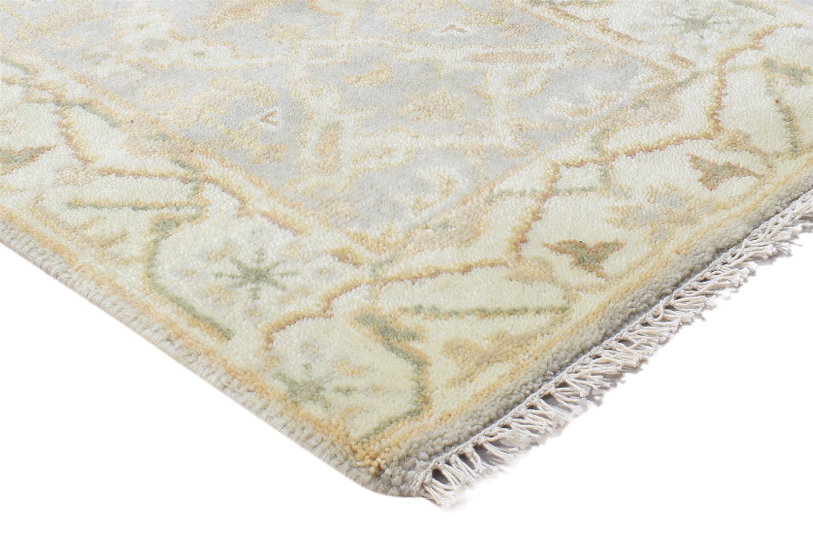 Wool Cream Rug 2' X 3' Persian Hand Knotted Oushak Oriental Small Carpet 7864191746197