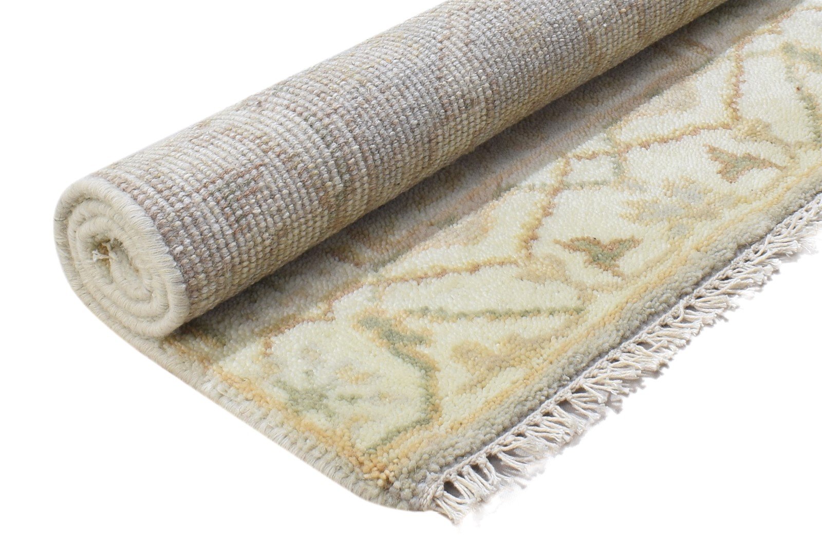 Wool Cream Rug 2' X 3' Persian Hand Knotted Oushak Oriental Small Carpet 7864191746197
