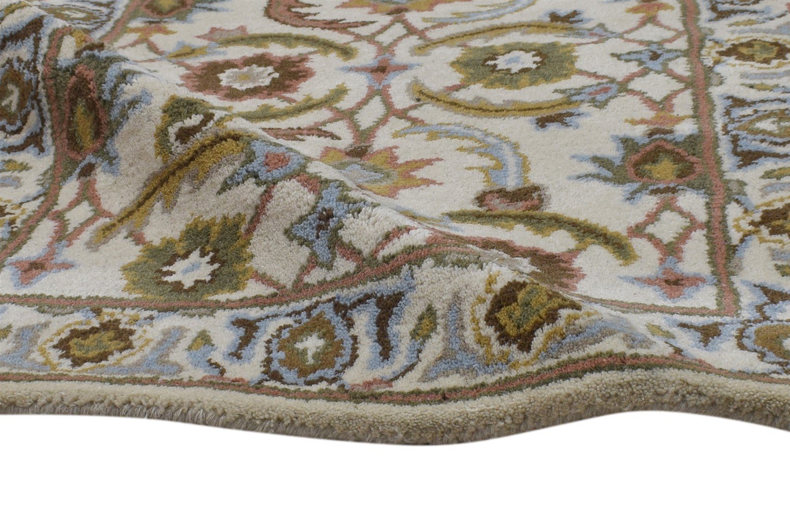 Wool Cream Rug 2' X 8' Persian Hand Tufted Kashan Oriental Small Runner 7864854380693