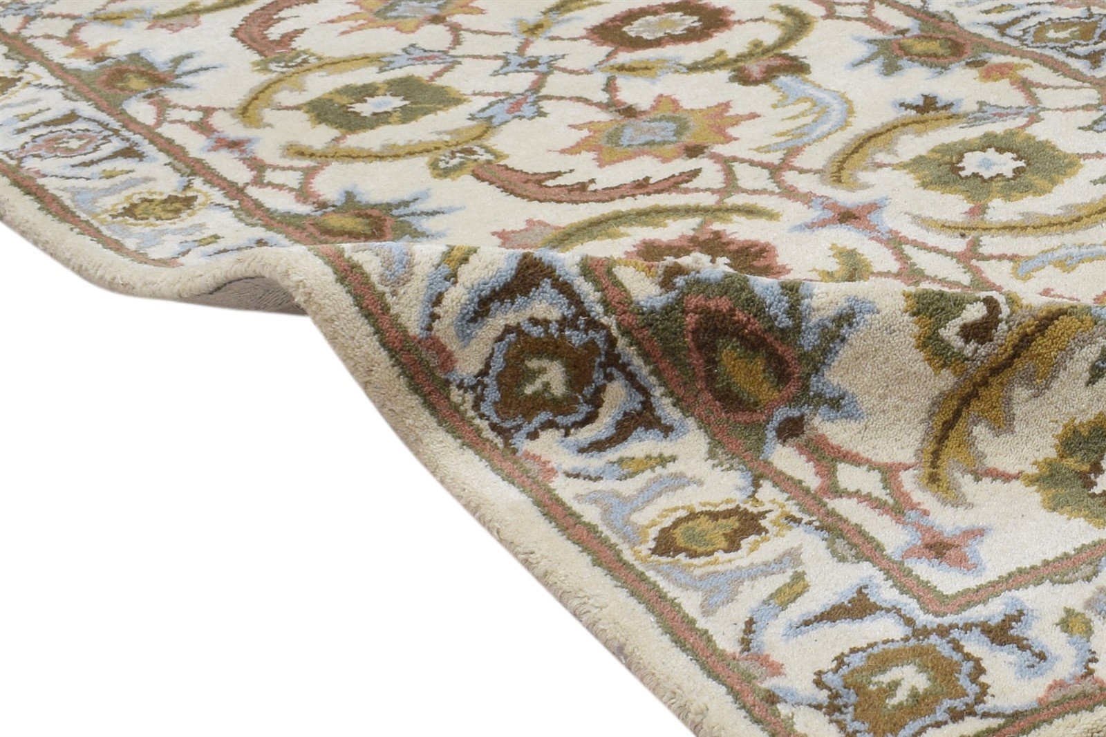 Wool Cream Rug 2' X 8' Persian Hand Tufted Kashan Oriental Small Runner 7864854380693