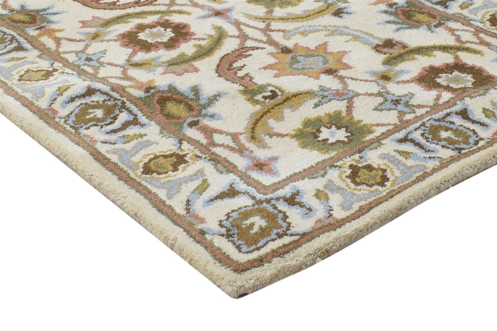 Wool Cream Rug 2' X 8' Persian Hand Tufted Kashan Oriental Small Runner 7864854380693