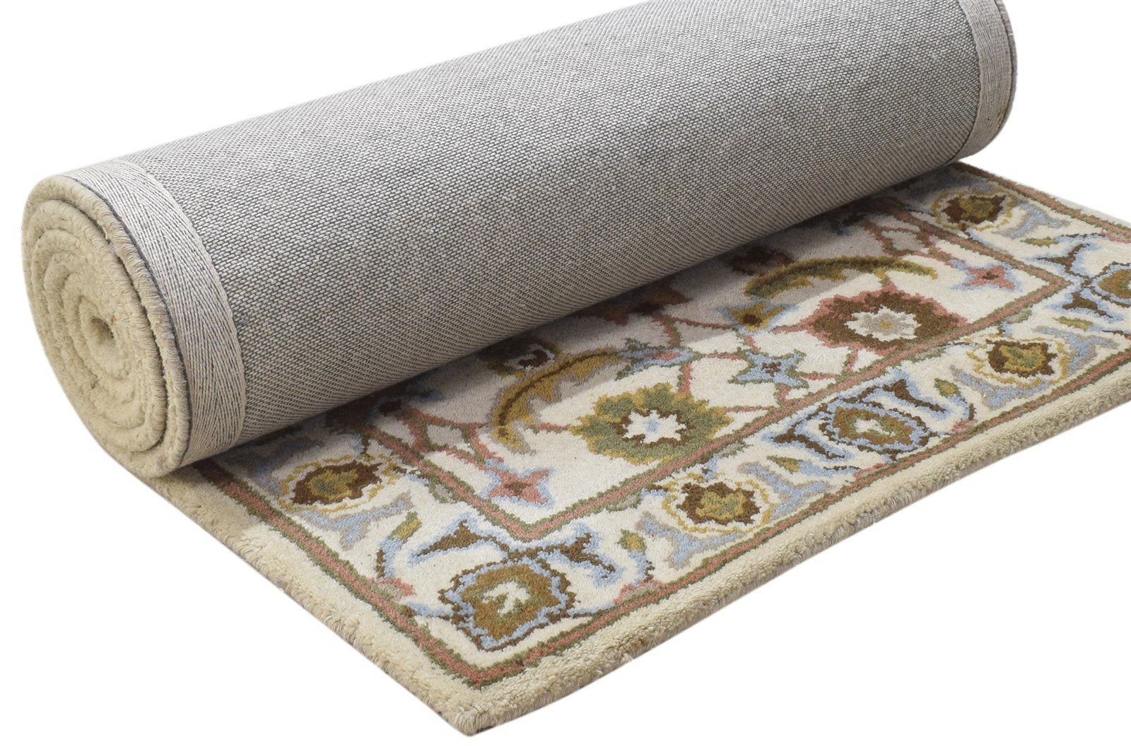 Wool Cream Rug 2' X 8' Persian Hand Tufted Kashan Oriental Small Runner 7864854380693