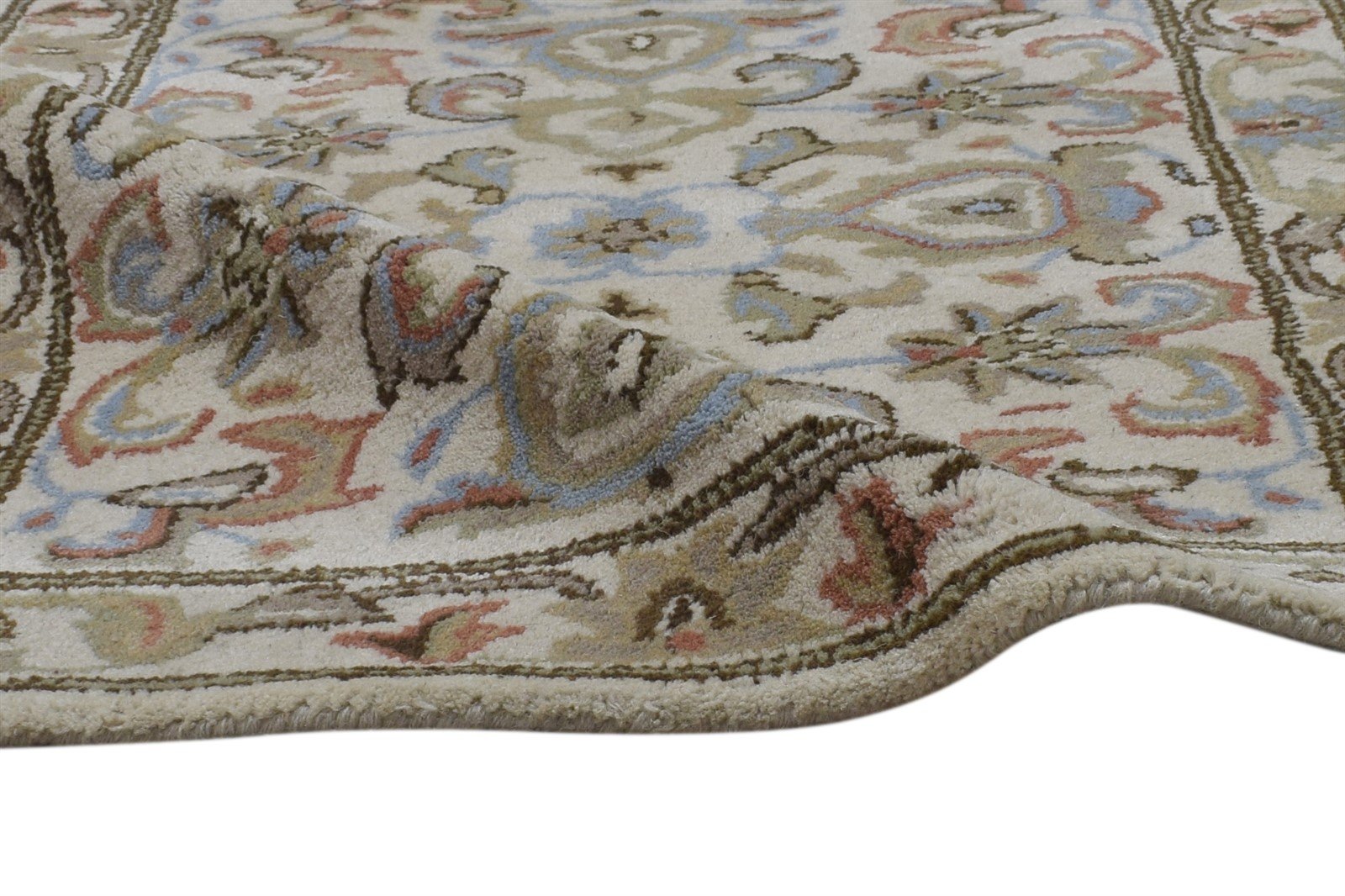 Wool Cream Rug 2' X 8' Persien Hand Tufted Kashan Oriental Small Runner 7864855855253