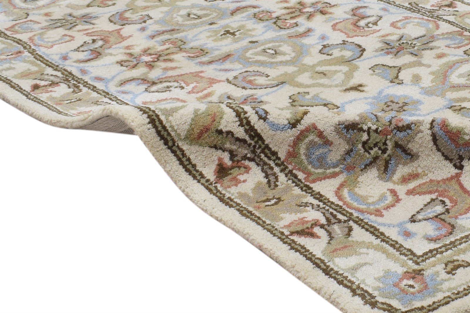 Wool Cream Rug 2' X 8' Persien Hand Tufted Kashan Oriental Small Runner 7864855855253