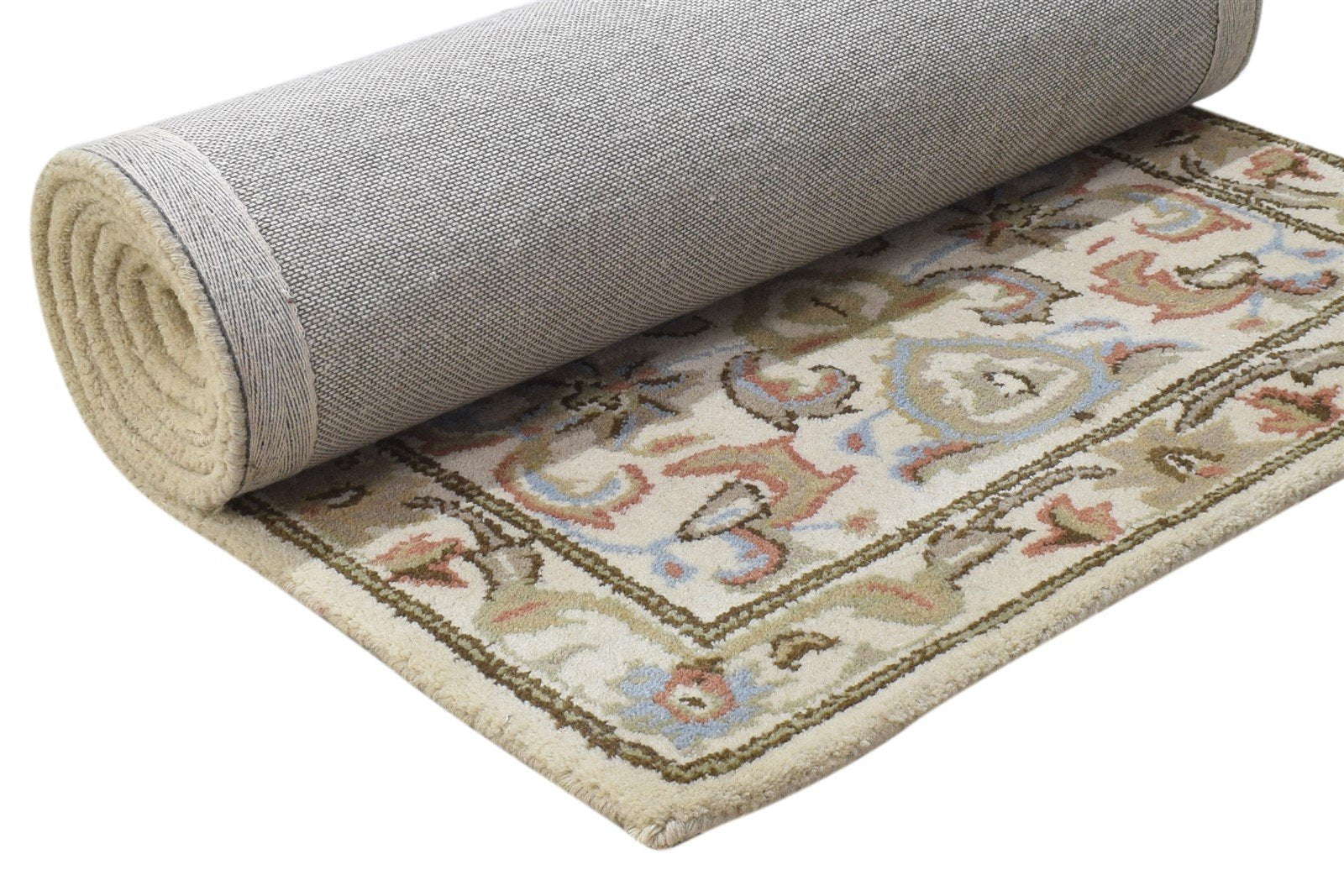 Wool Cream Rug 2' X 8' Persien Hand Tufted Kashan Oriental Small Runner 7864855855253