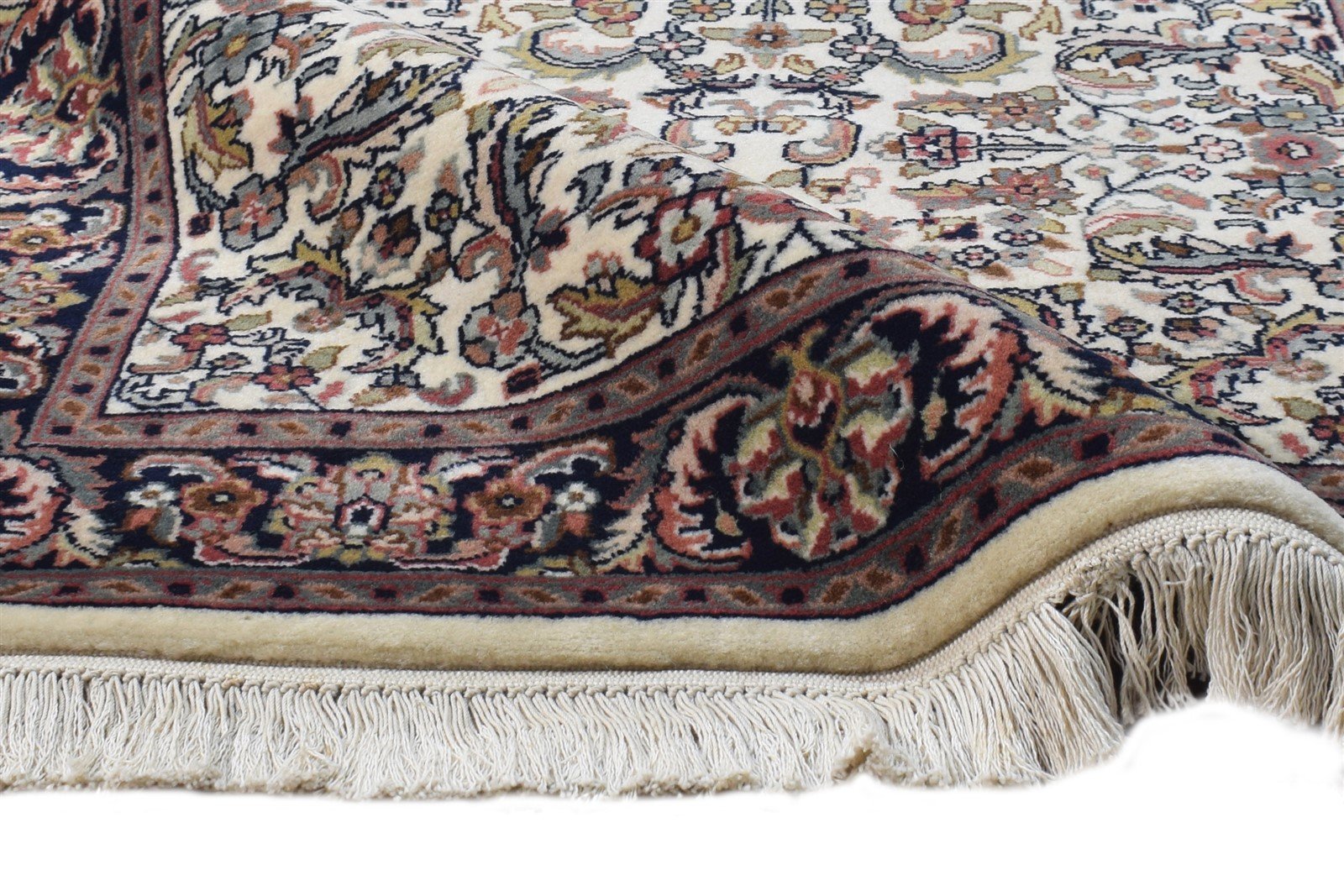 Wool Cream Rug 3' X 13' Persian Hand Knotted Kashan Oriental Small Runner 7864680251541