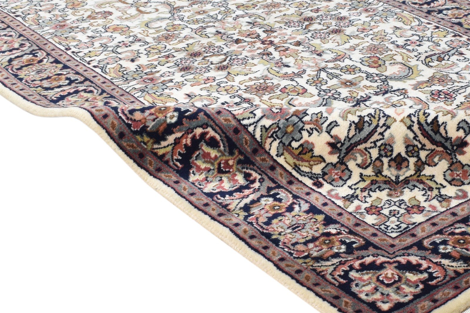 Wool Cream Rug 3' X 13' Persian Hand Knotted Kashan Oriental Small Runner 7864680251541