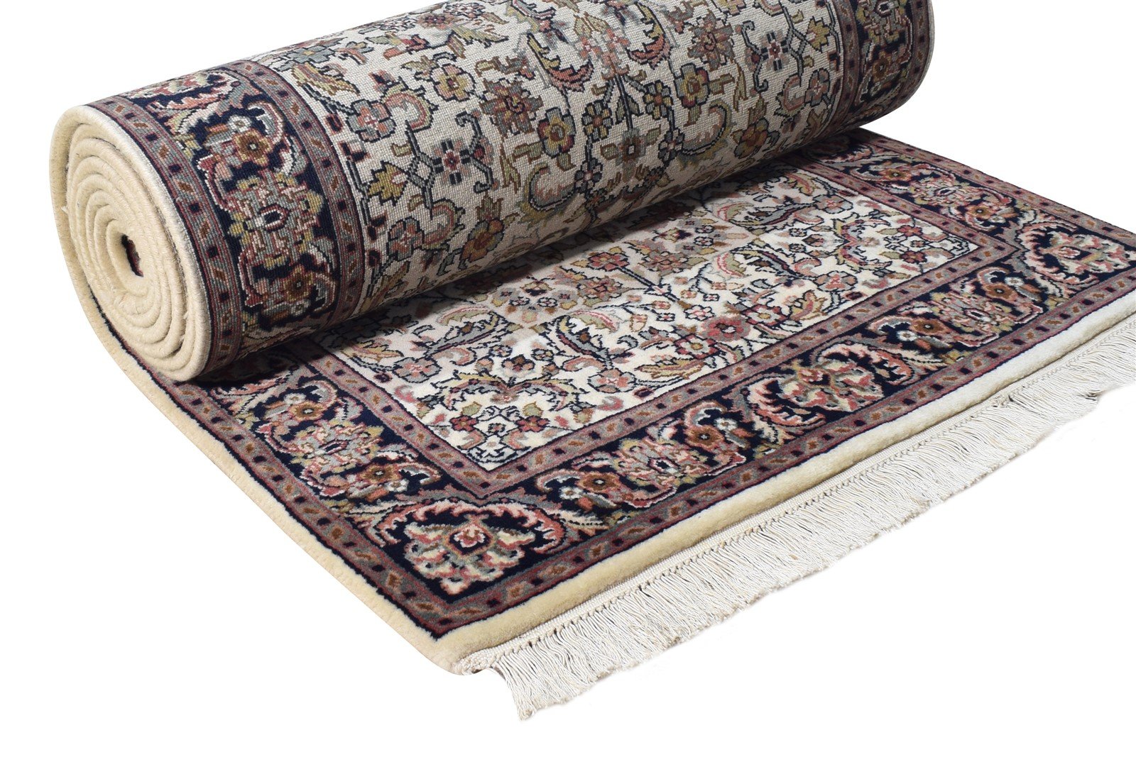 Wool Cream Rug 3' X 13' Persian Hand Knotted Kashan Oriental Small Runner 7864680251541